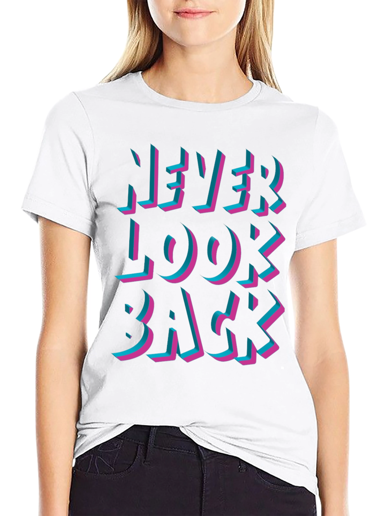 Never Look Back Graphic Black T-Shirt