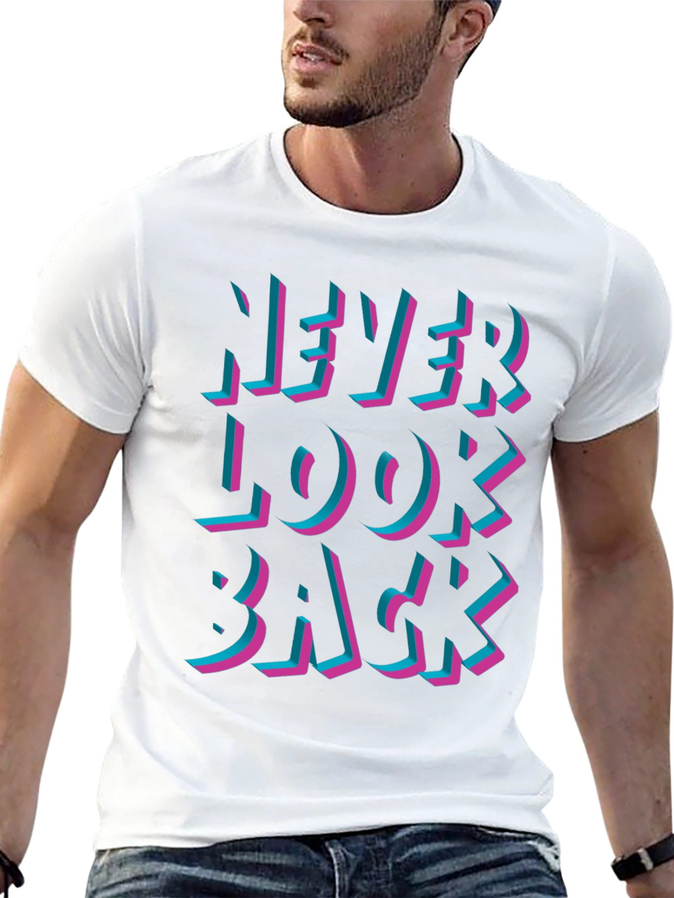Never Look Back Graphic Black T-Shirt