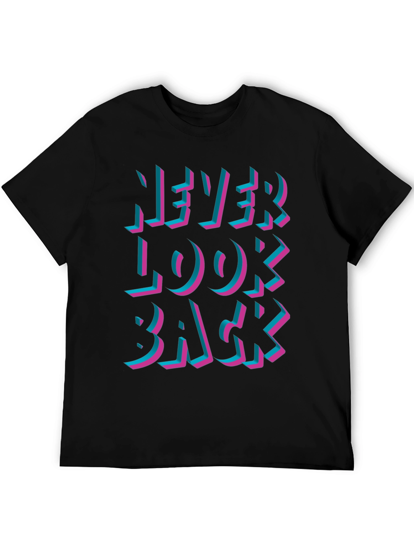 Never Look Back Graphic Black T-Shirt