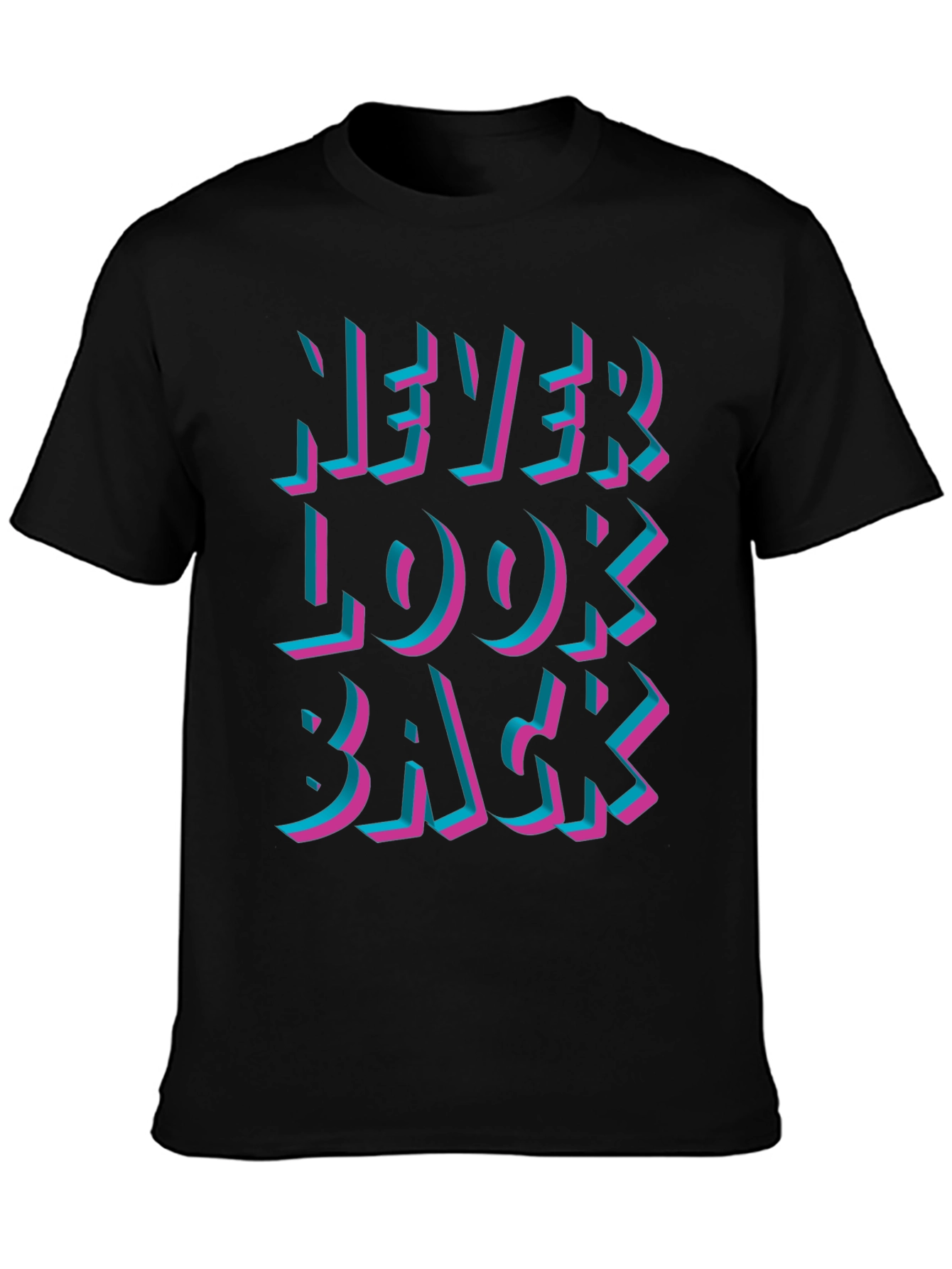 Never Look Back Graphic Black T-Shirt