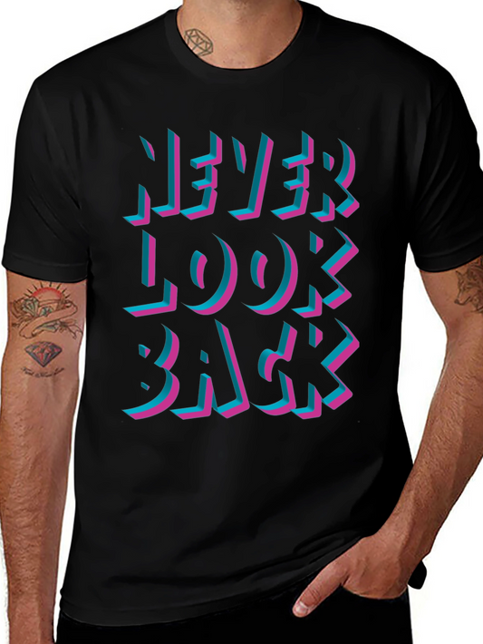Never Look Back Graphic Black T-Shirt