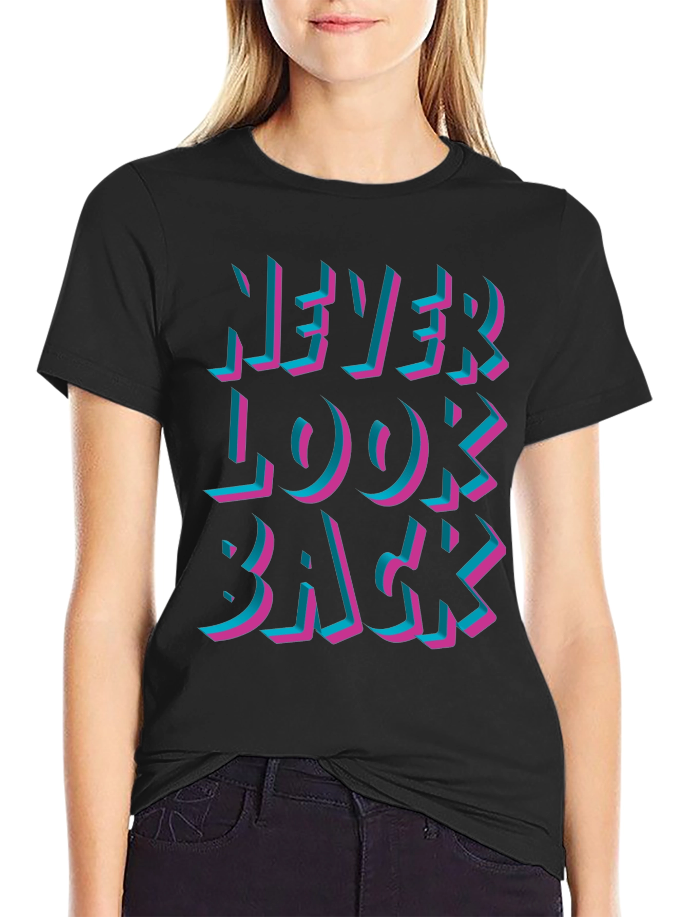 Never Look Back Graphic Black T-Shirt