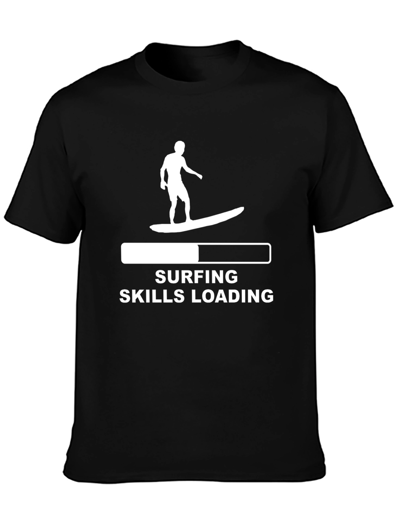 Surfing Skills Loading Graphic Tee - Black Cotton T-Shirt