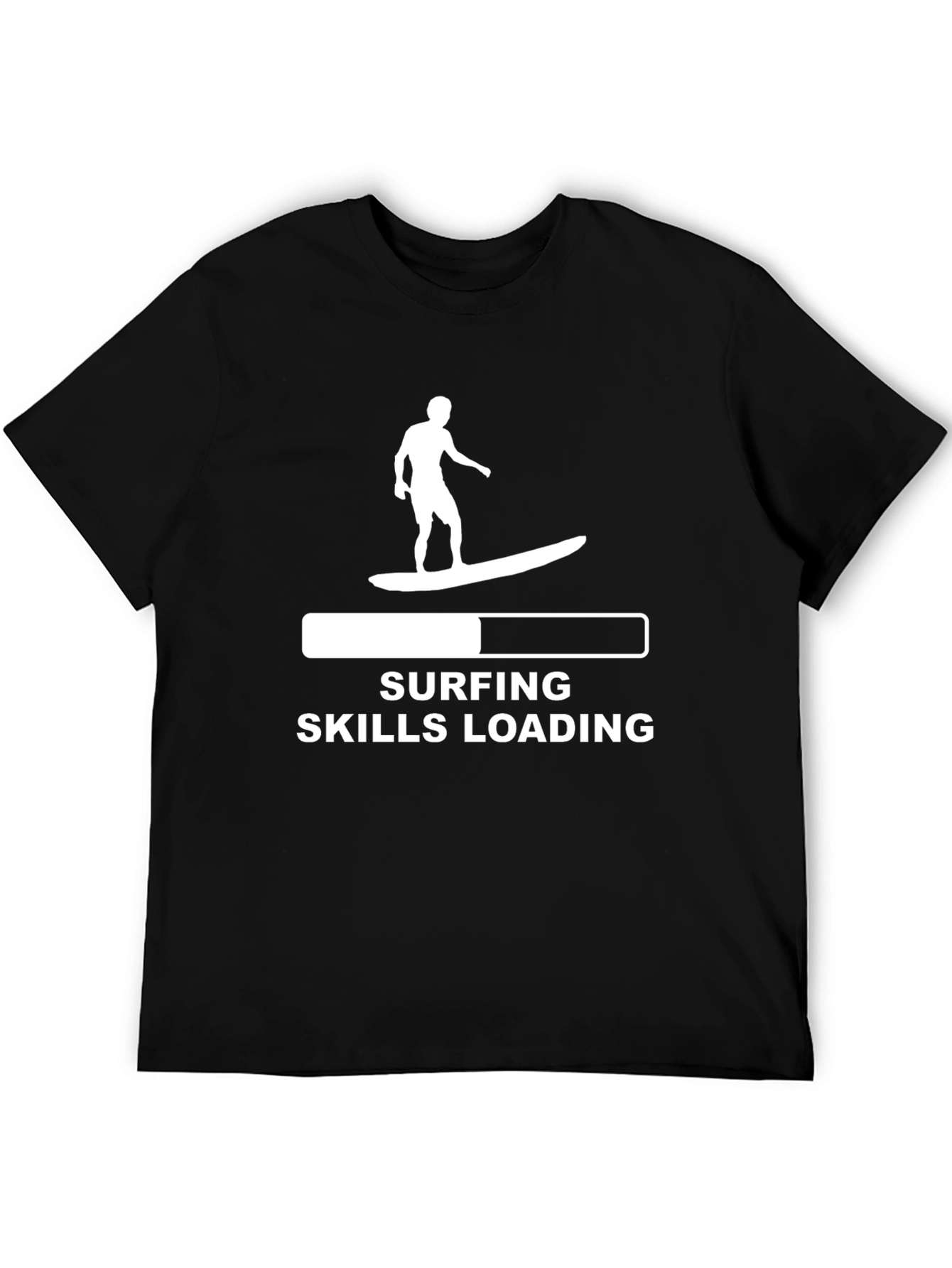 Surfing Skills Loading Graphic Tee - Black Cotton T-Shirt
