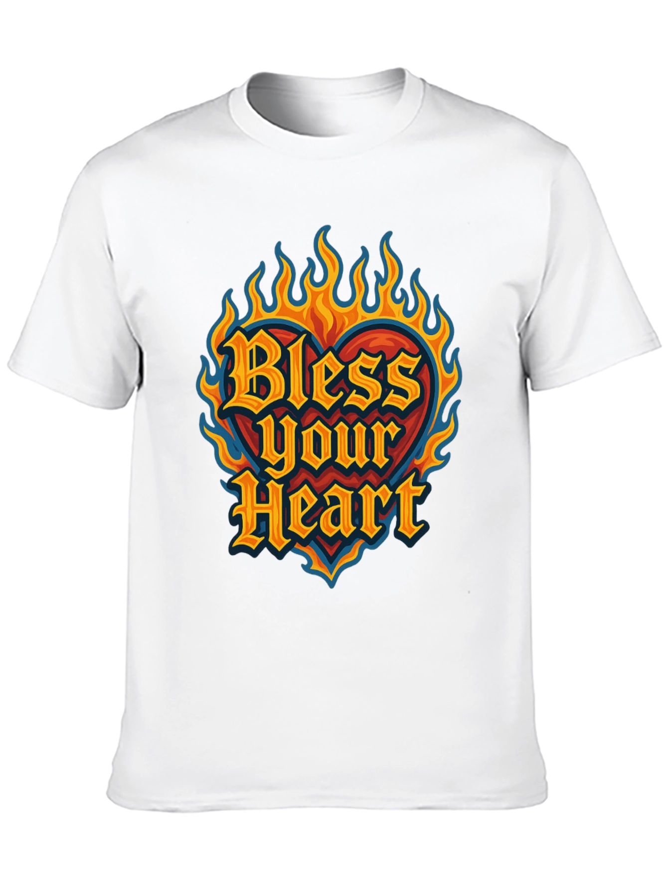 Bless Your Heart Graphic Tee - Flaming Heart Design