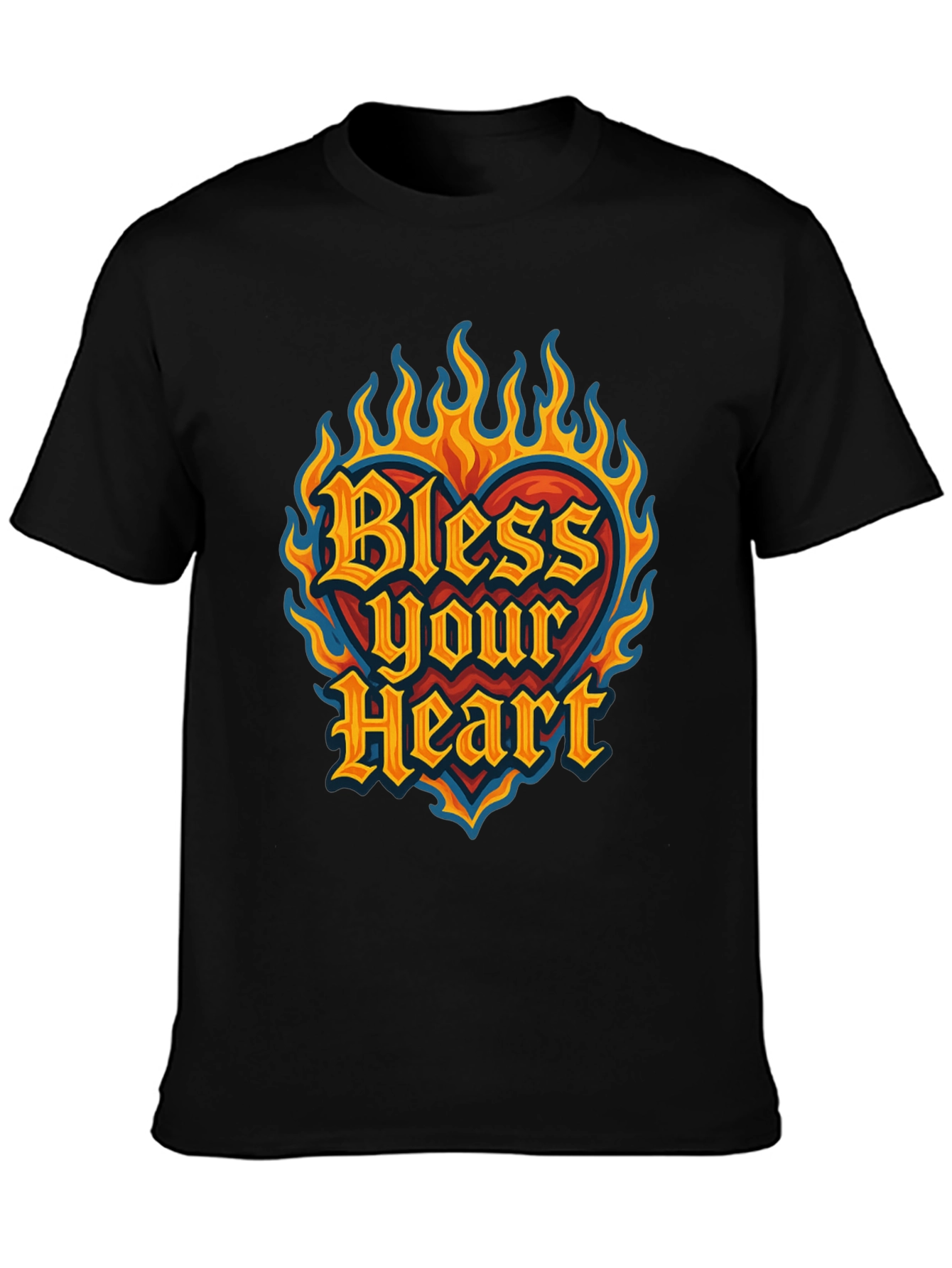Bless Your Heart Graphic Tee - Flaming Heart Design