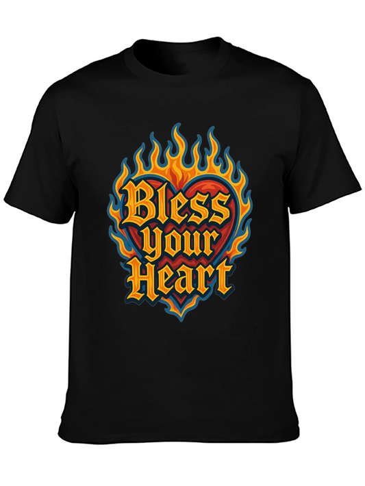 Bless Your Heart Graphic Tee - Flaming Heart Design