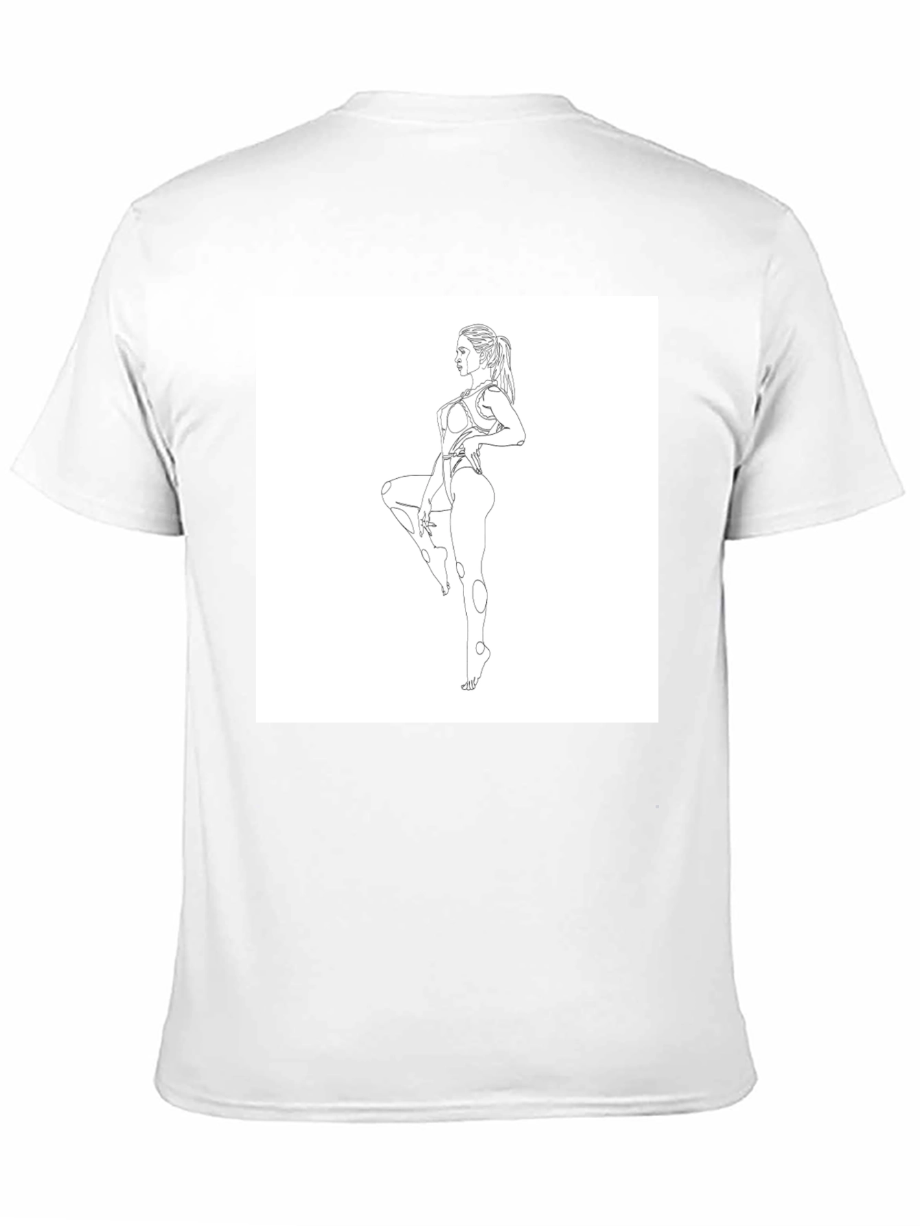 Line Art Woman Black T-Shirt