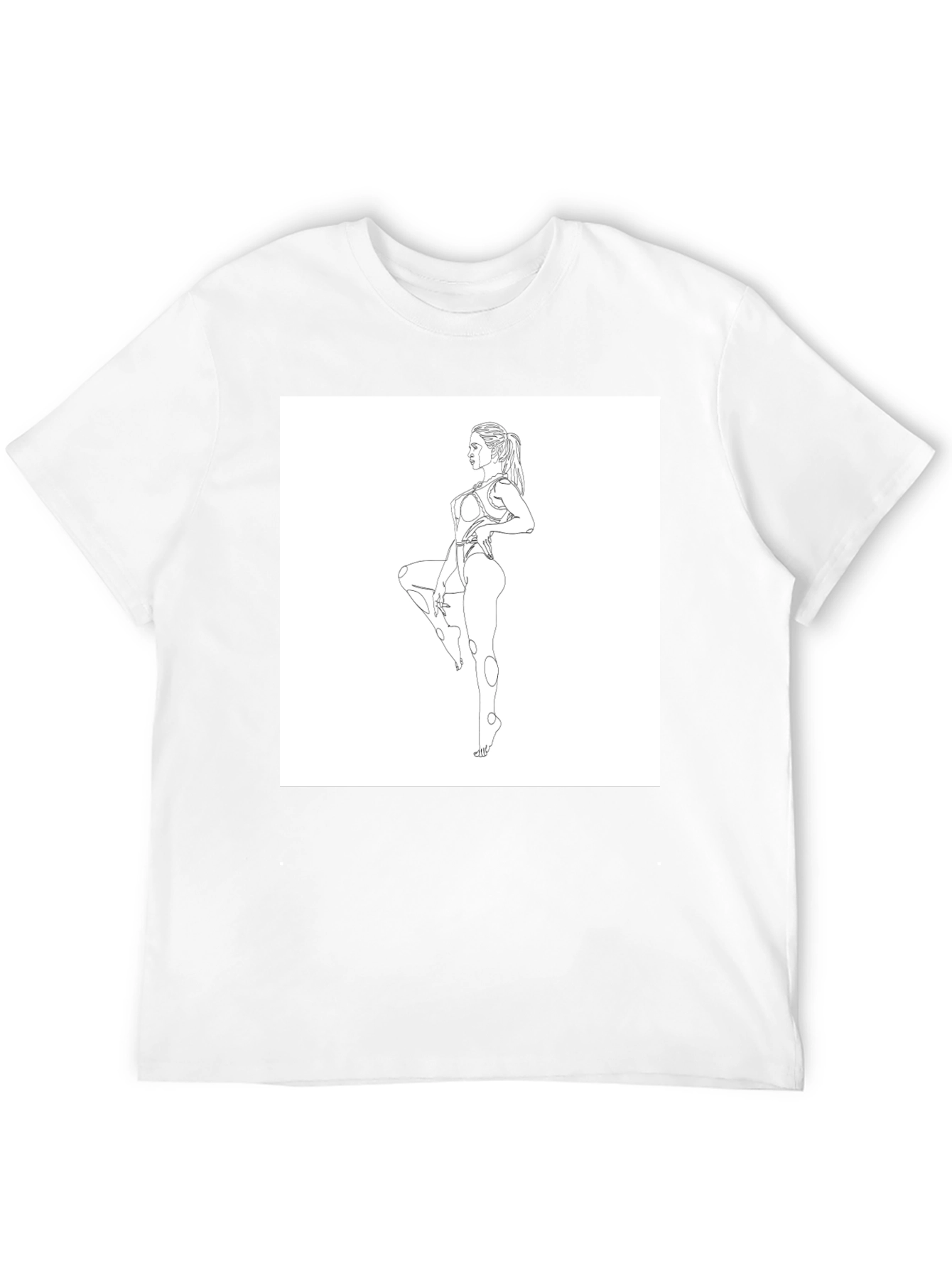 Line Art Woman Black T-Shirt