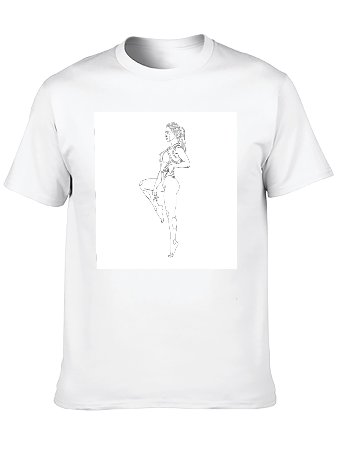Line Art Woman Black T-Shirt