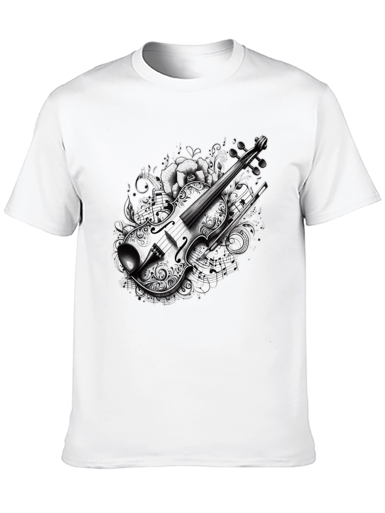 Musical Violin Graphic Black T-Shirt
