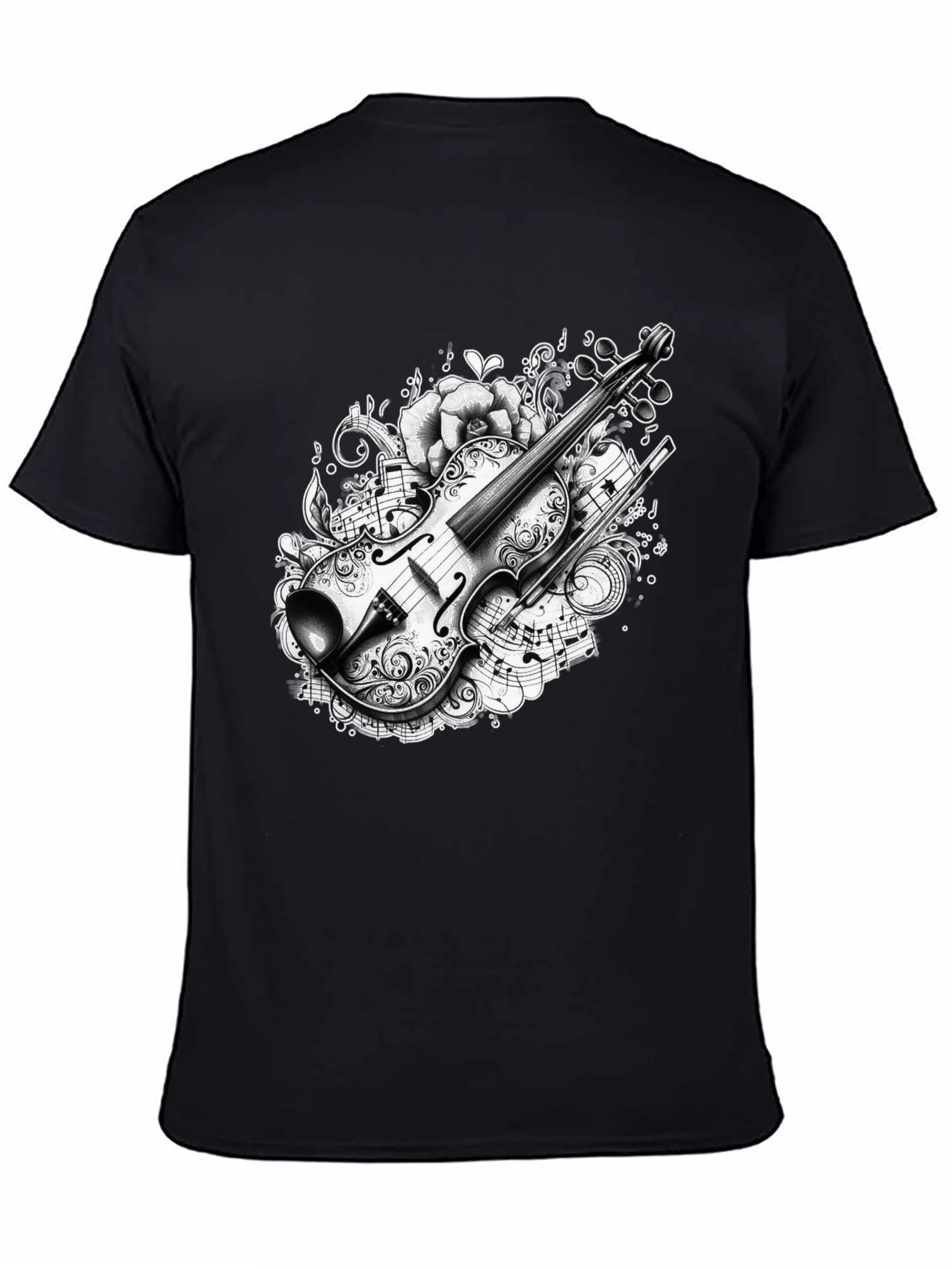 Musical Violin Graphic Black T-Shirt