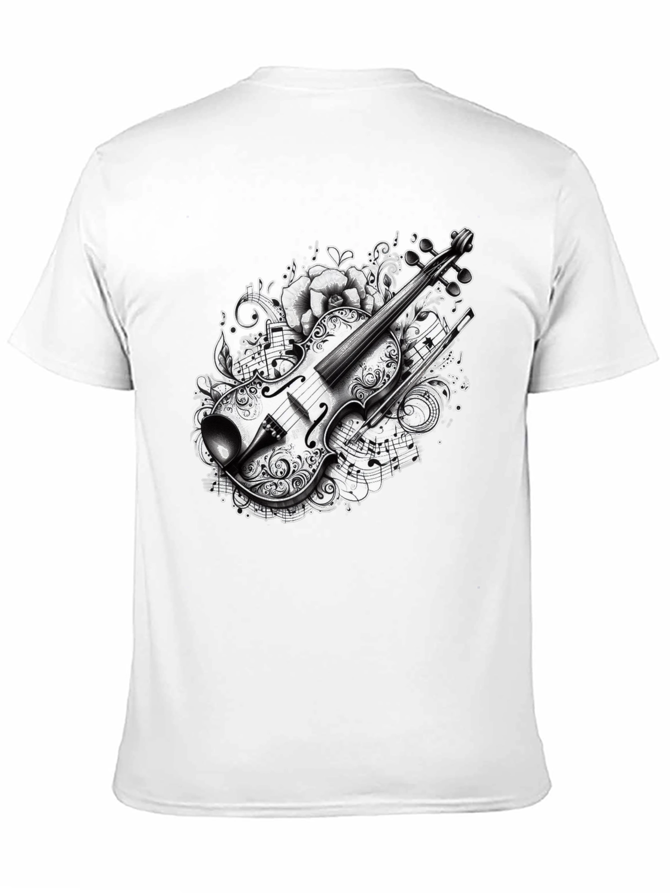 Musical Violin Graphic Black T-Shirt