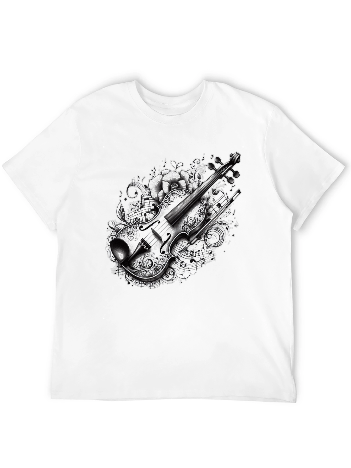 Musical Violin Graphic Black T-Shirt