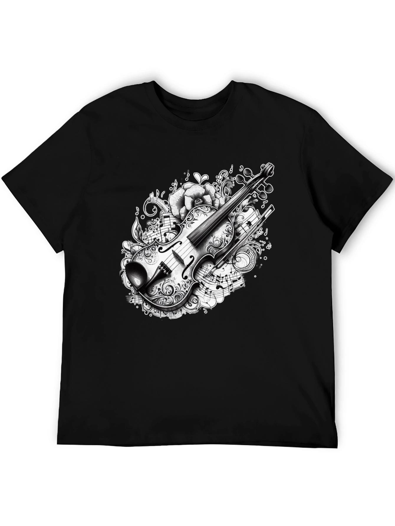 Musical Violin Graphic Black T-Shirt