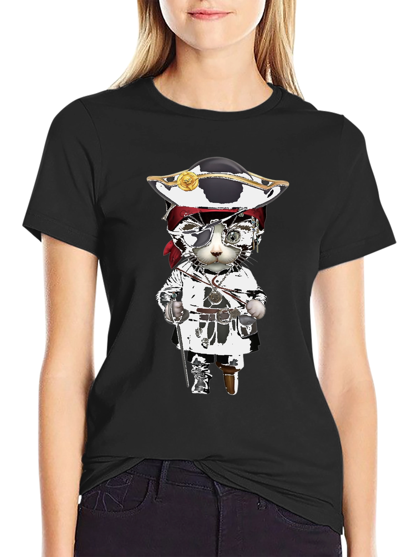 Pirate Cat Graphic T-Shirt