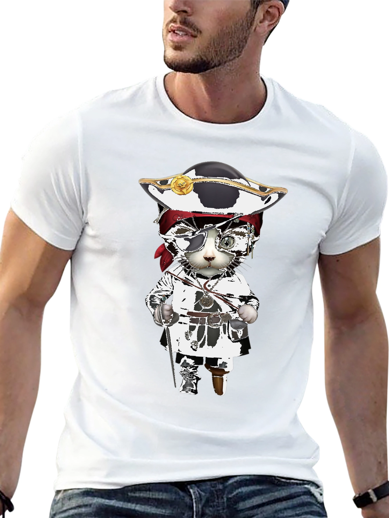 Pirate Cat Graphic T-Shirt