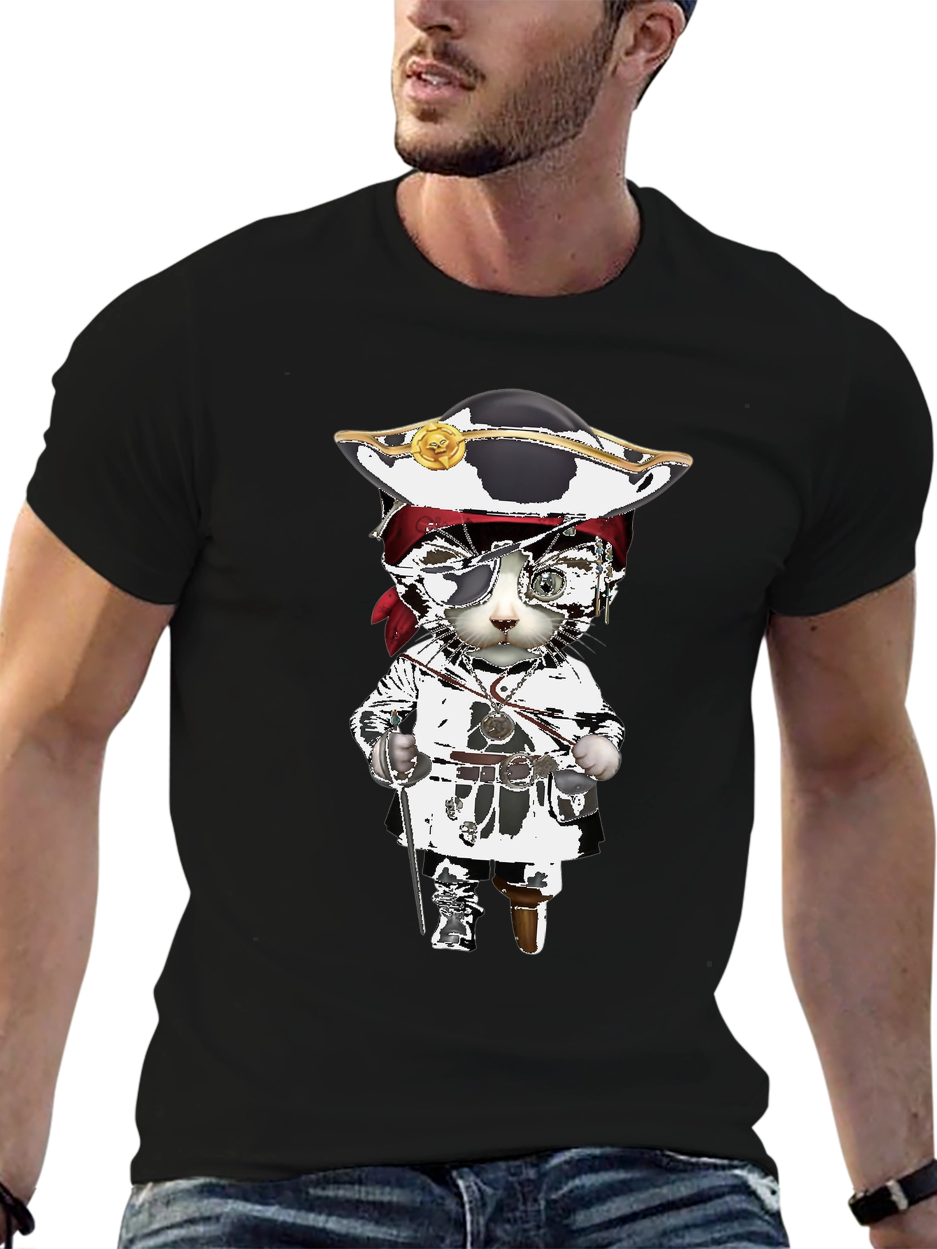 Pirate Cat Graphic T-Shirt