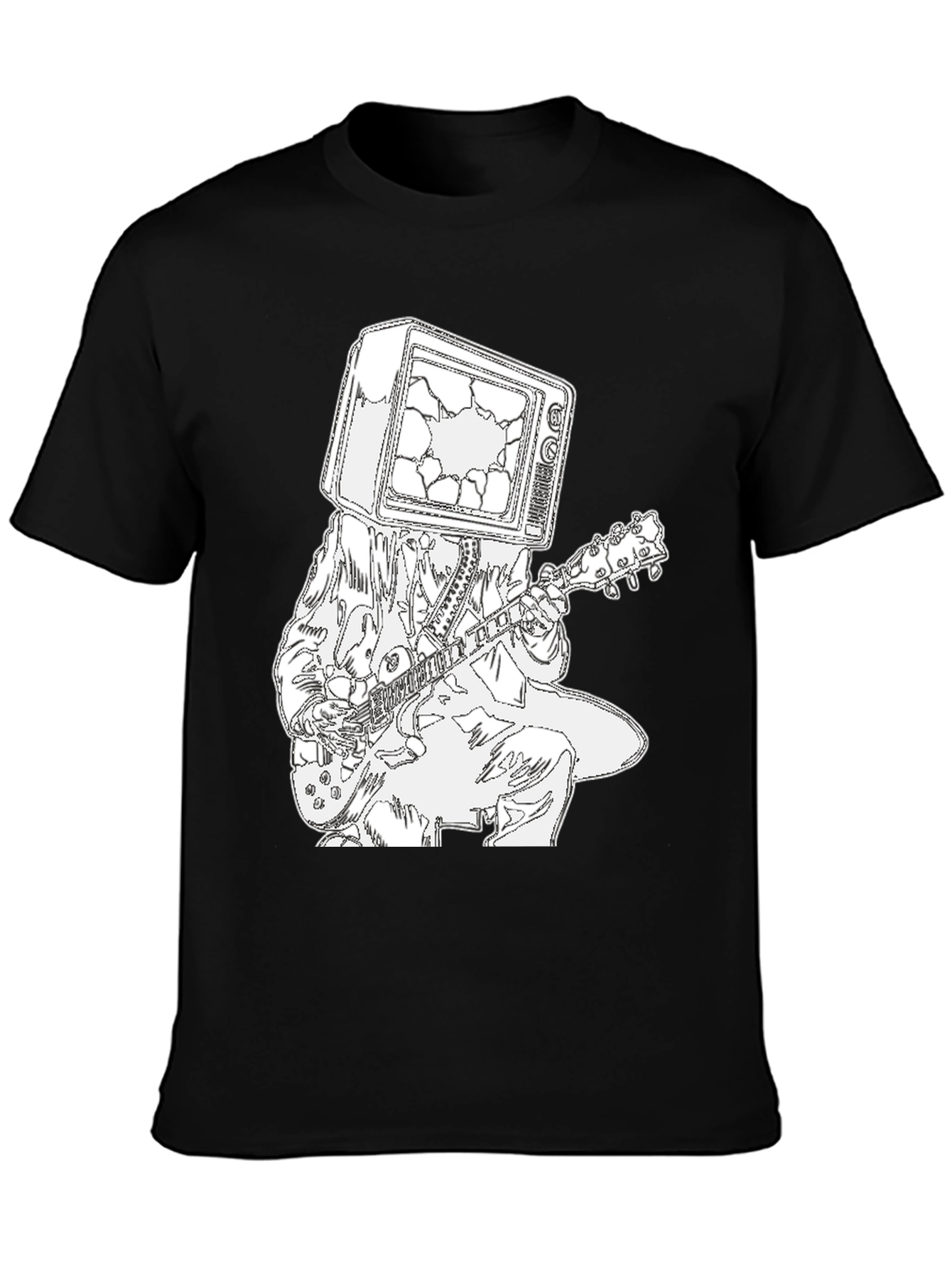 Broken TV Head Guitar Player Graphic Tee