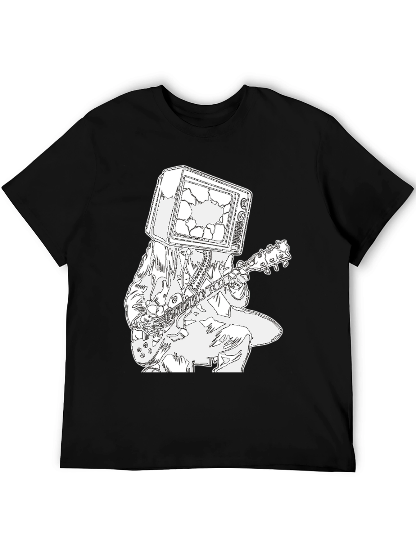 Broken TV Head Guitar Player Graphic Tee