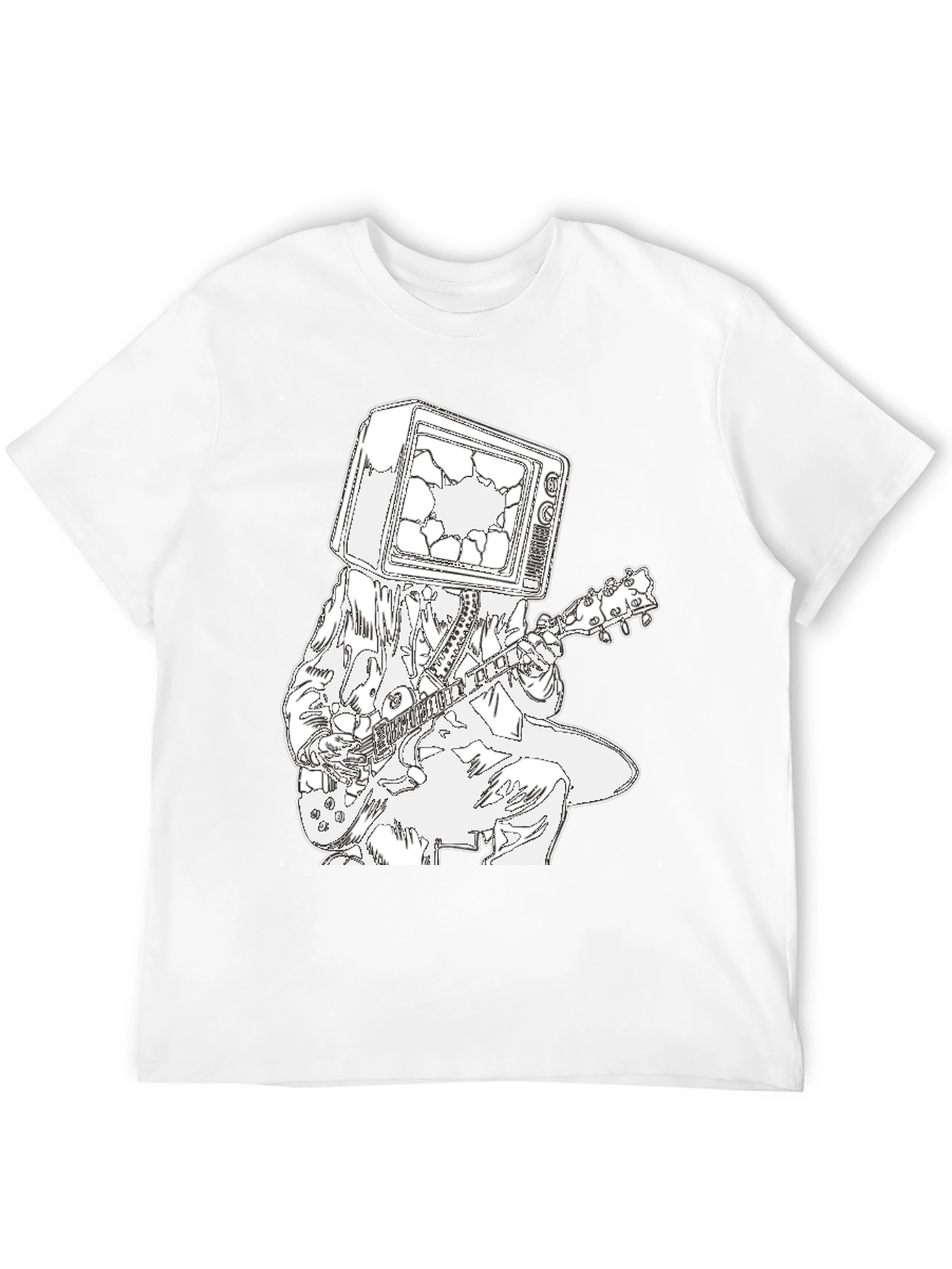 Broken TV Head Guitar Player Graphic Tee