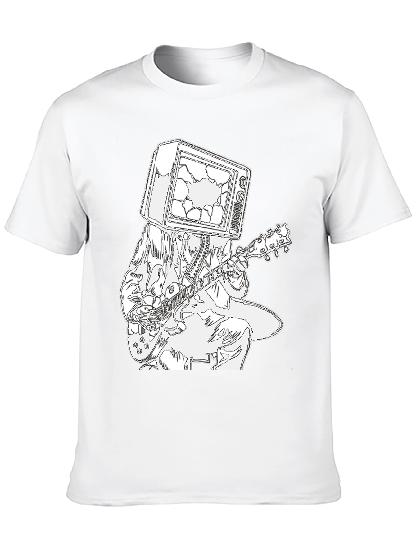 Broken TV Head Guitar Player Graphic Tee
