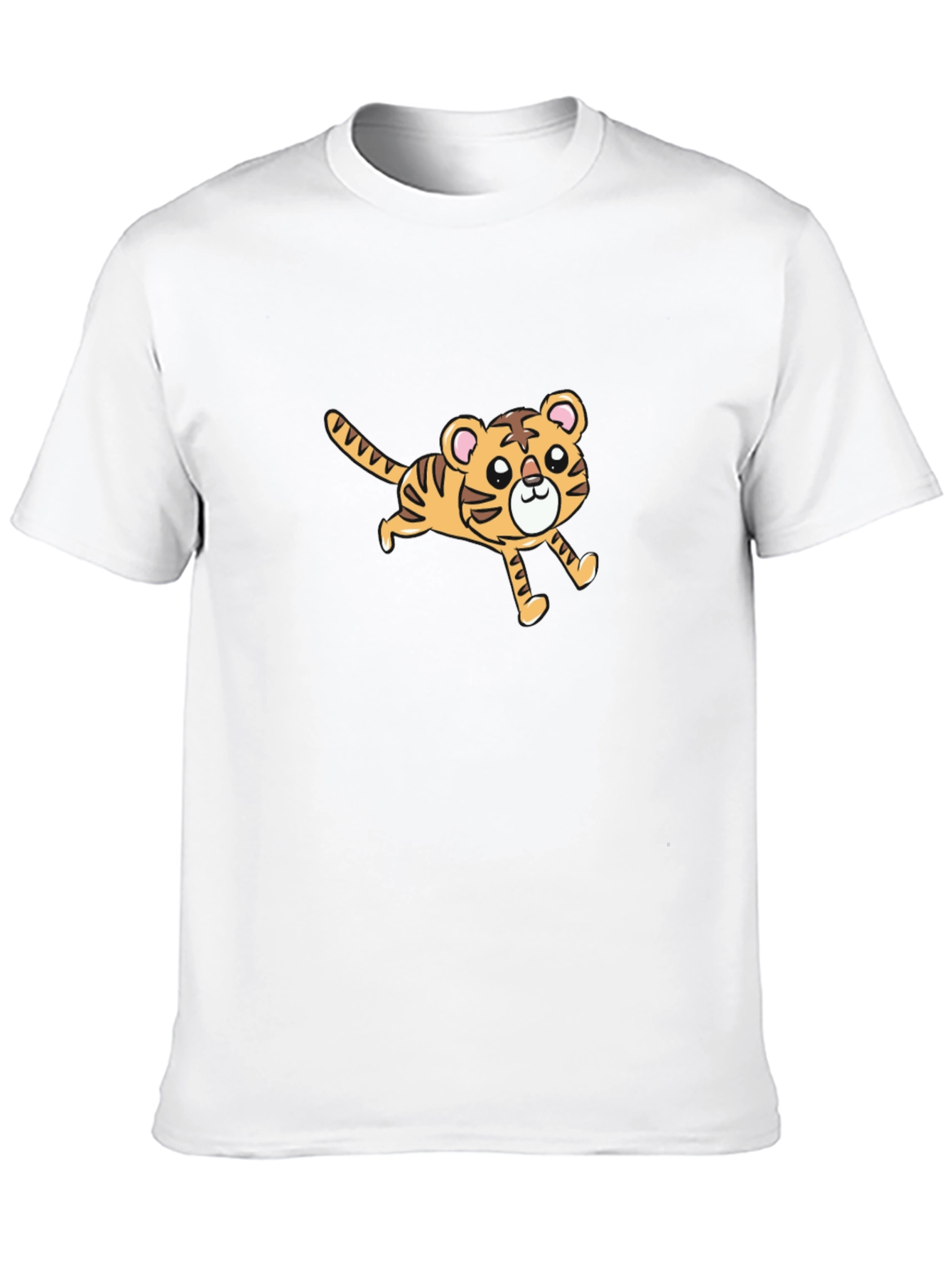 Cute Cartoon Tiger Graphic Black T-Shirt