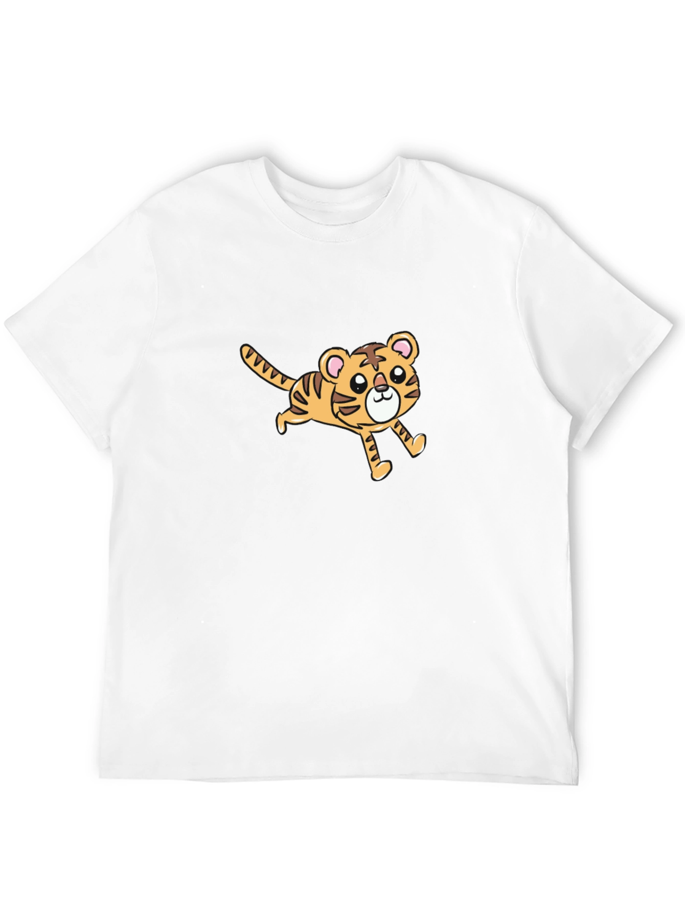 Cute Cartoon Tiger Graphic Black T-Shirt