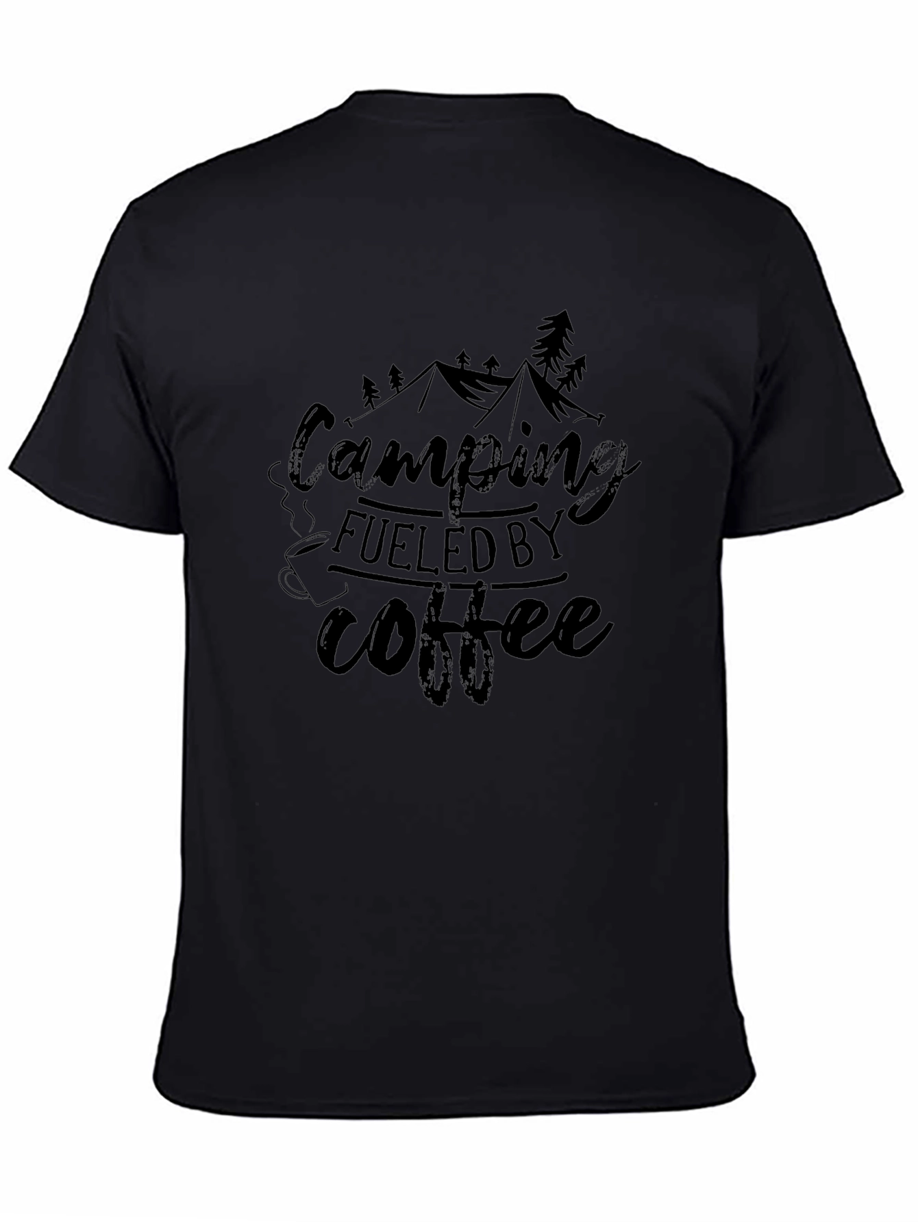 Camping Fueled by Coffee Black Graphic T-Shirt