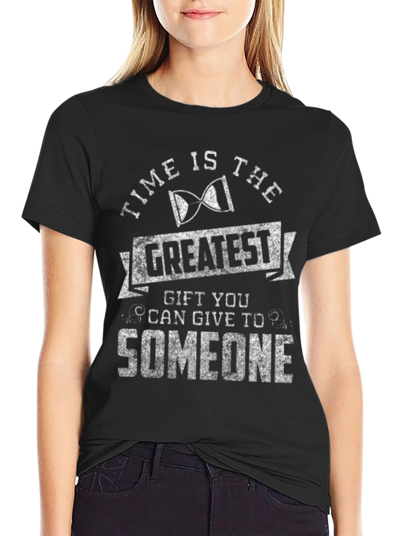 Time is the Greatest Gift Black Graphic T-Shirt