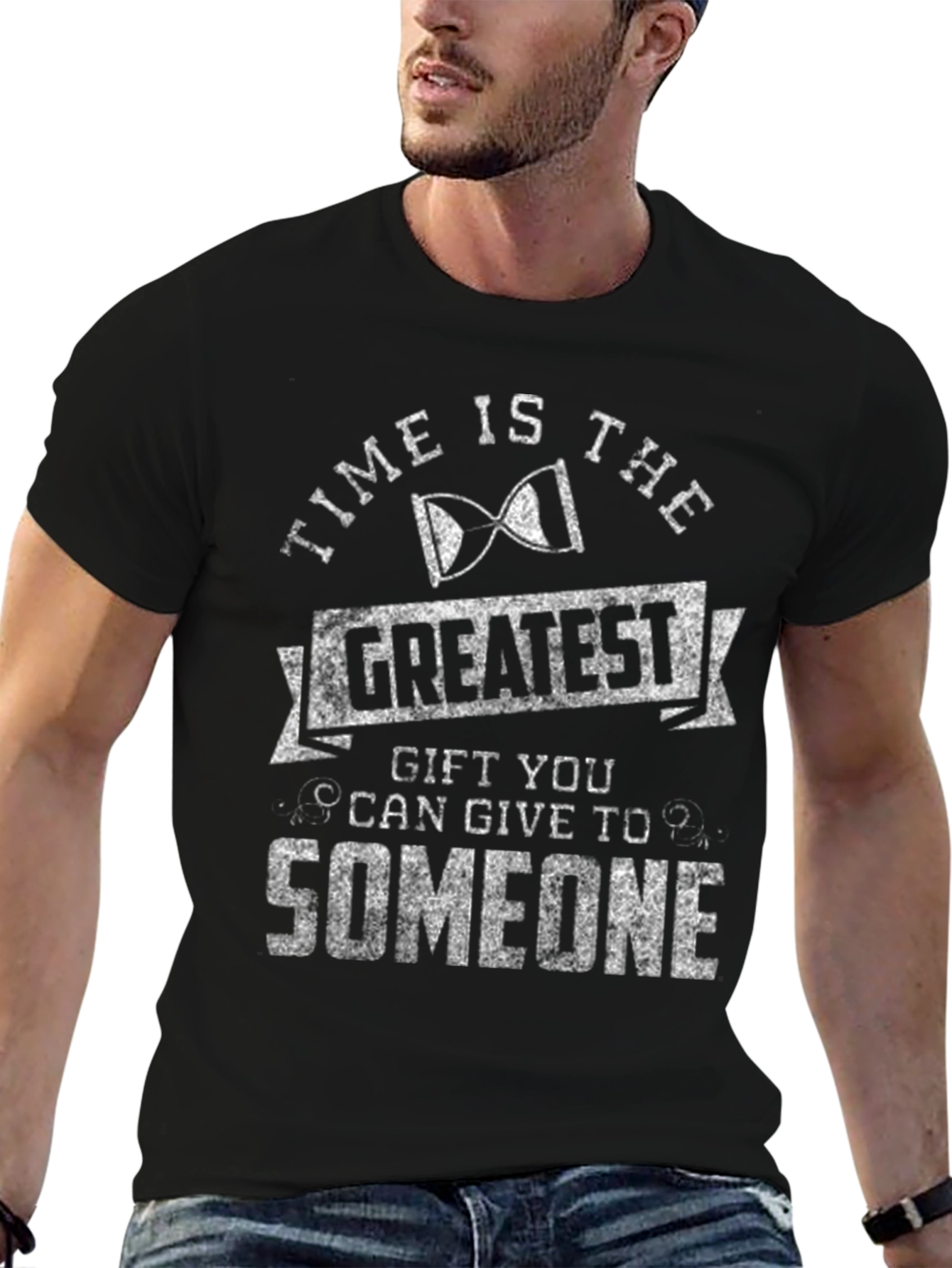 Time is the Greatest Gift Black Graphic T-Shirt