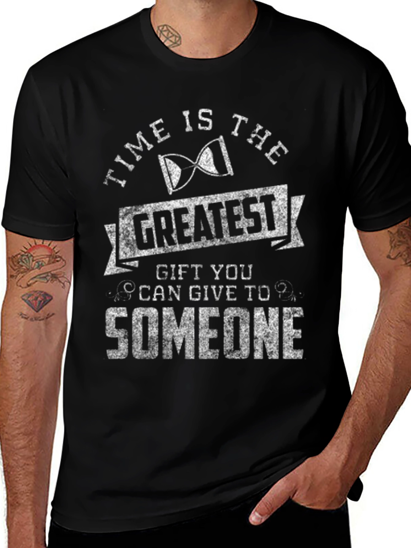 Time is the Greatest Gift Black Graphic T-Shirt