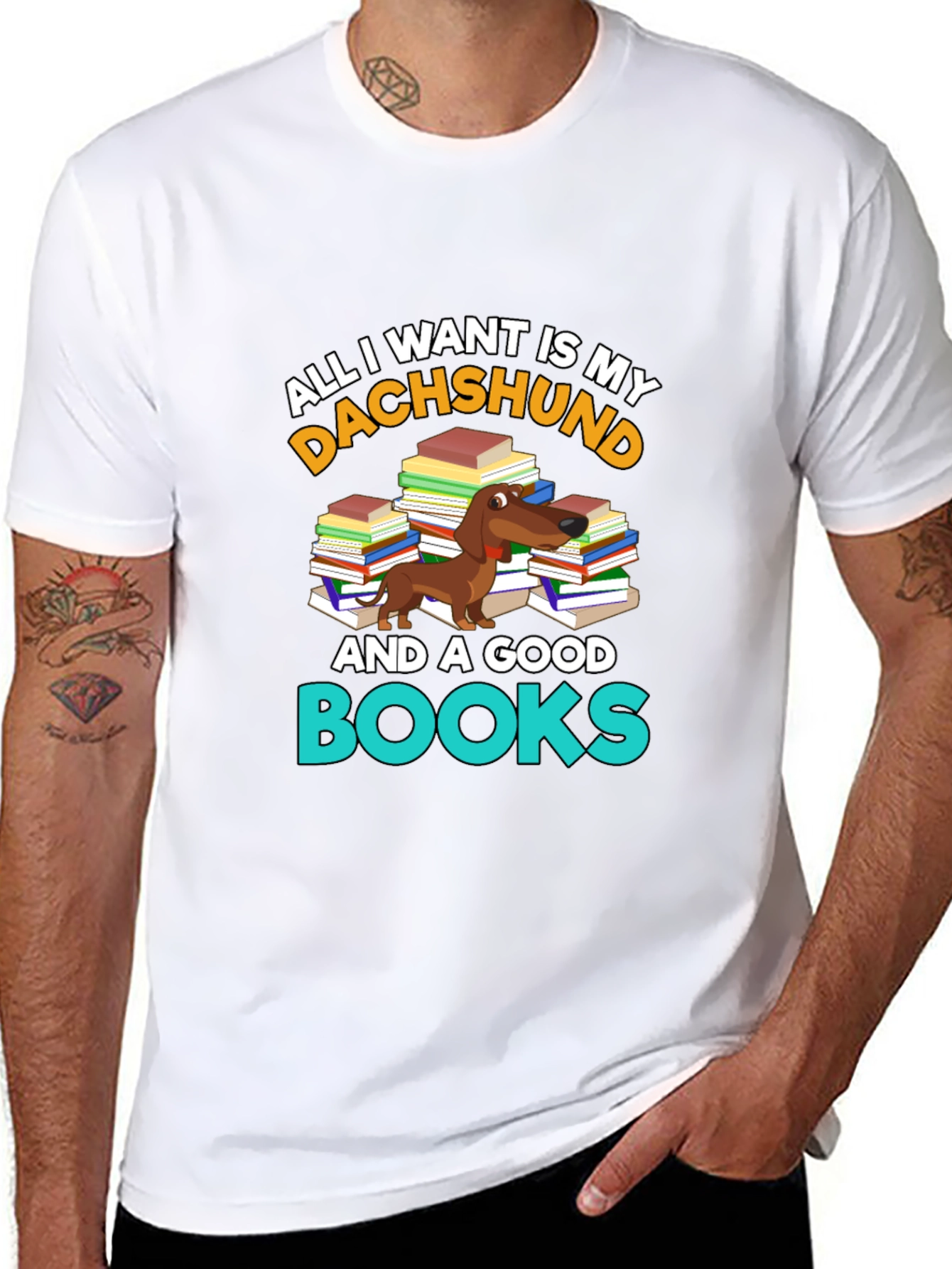 Dachshund and Books T-Shirt