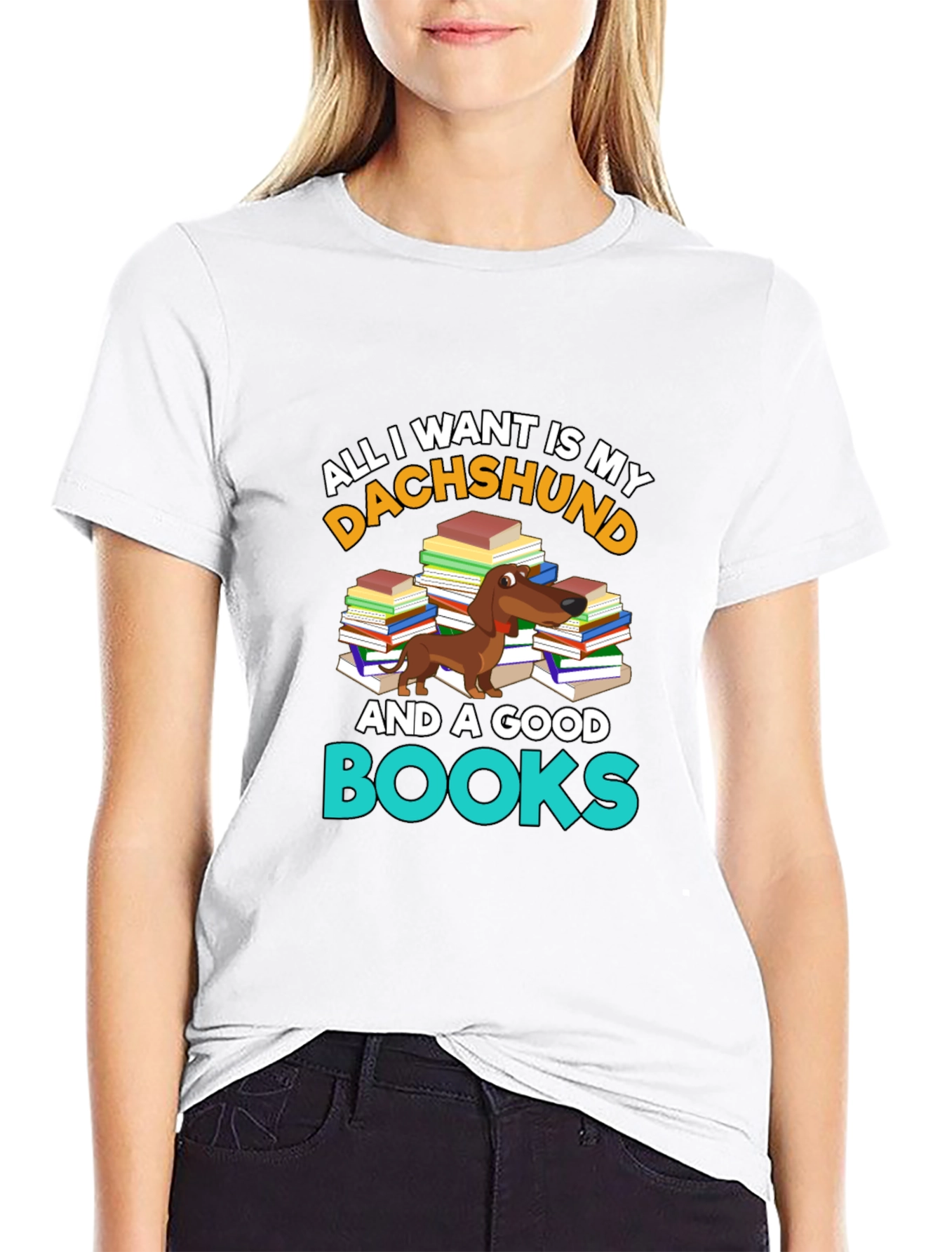 Dachshund and Books T-Shirt