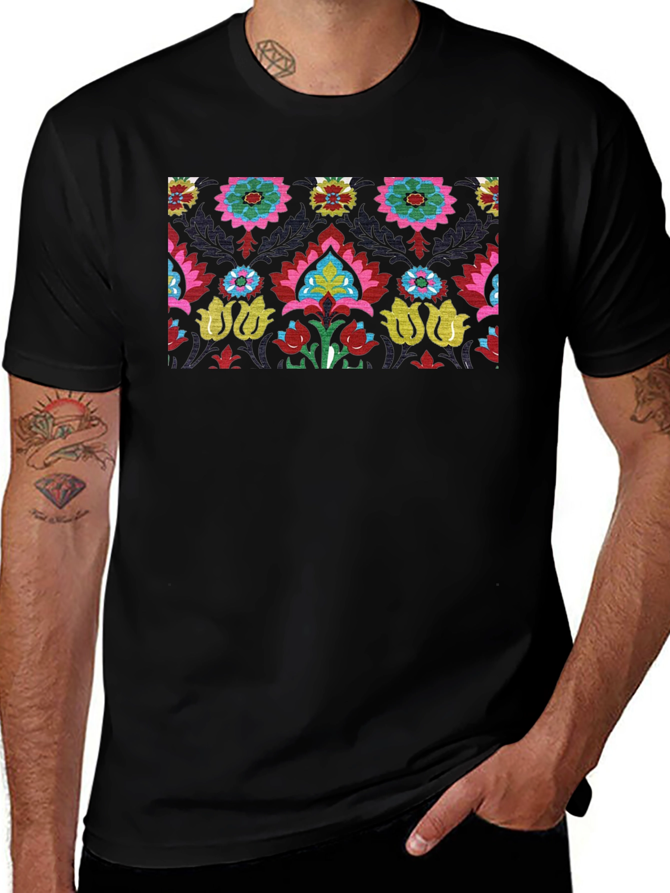 Suzani Print Black T-Shirt