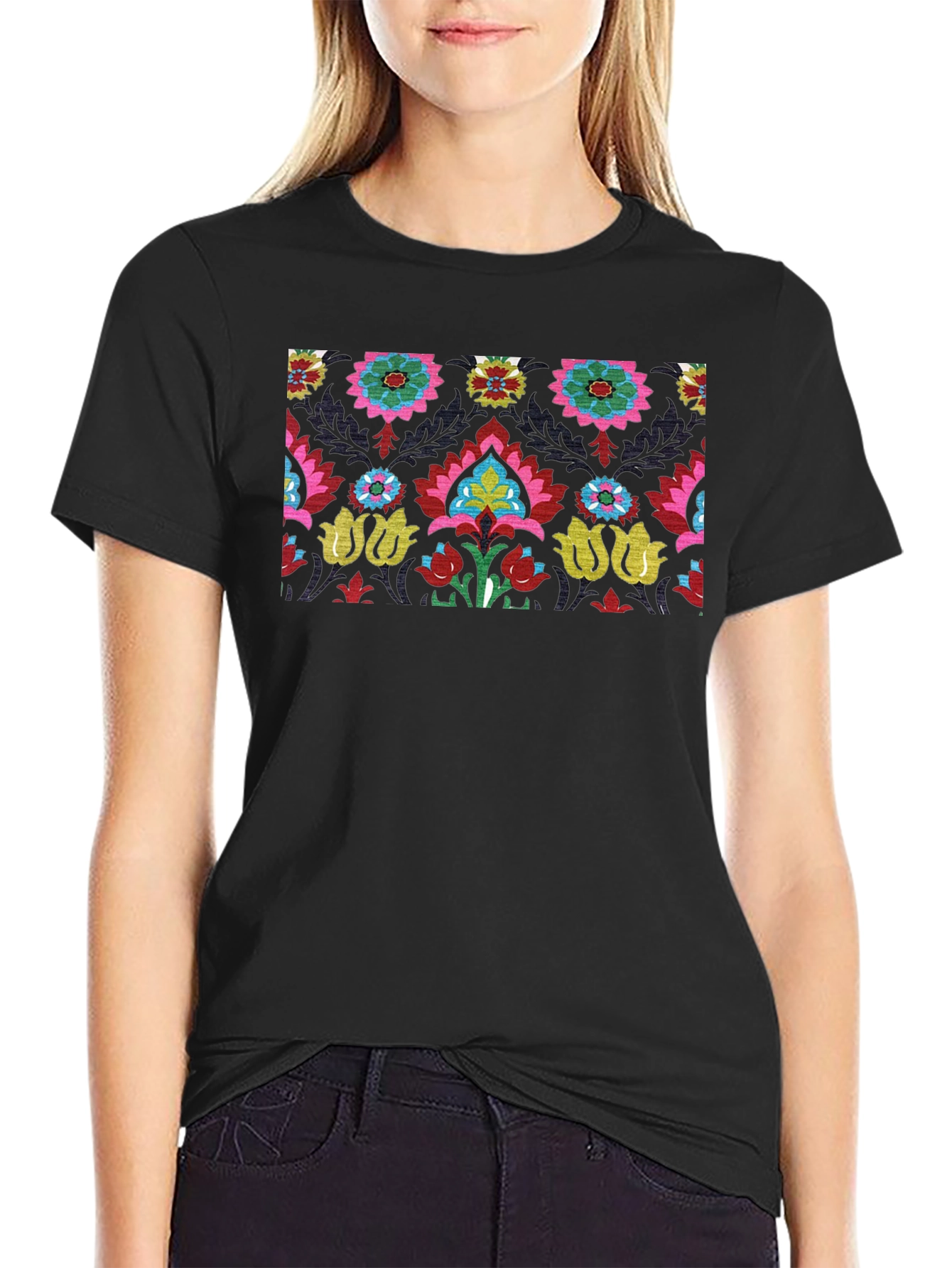 Suzani Print Black T-Shirt