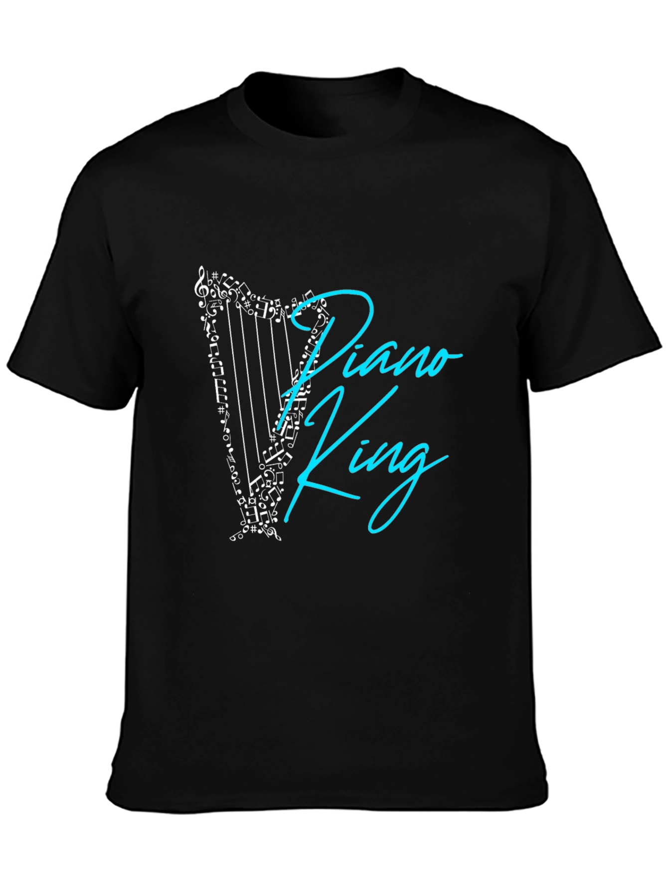 Piano King Graphic T-Shirt - Musical Harp Design
