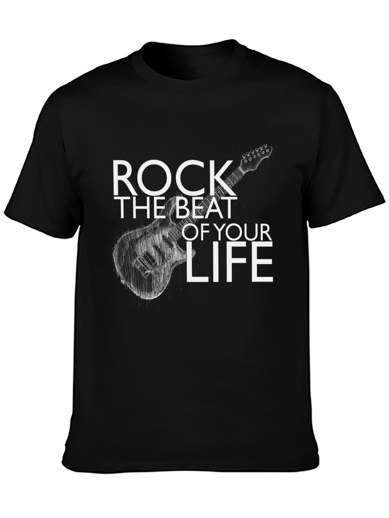 Rock the Beat Guitar Graphic Tee - Black