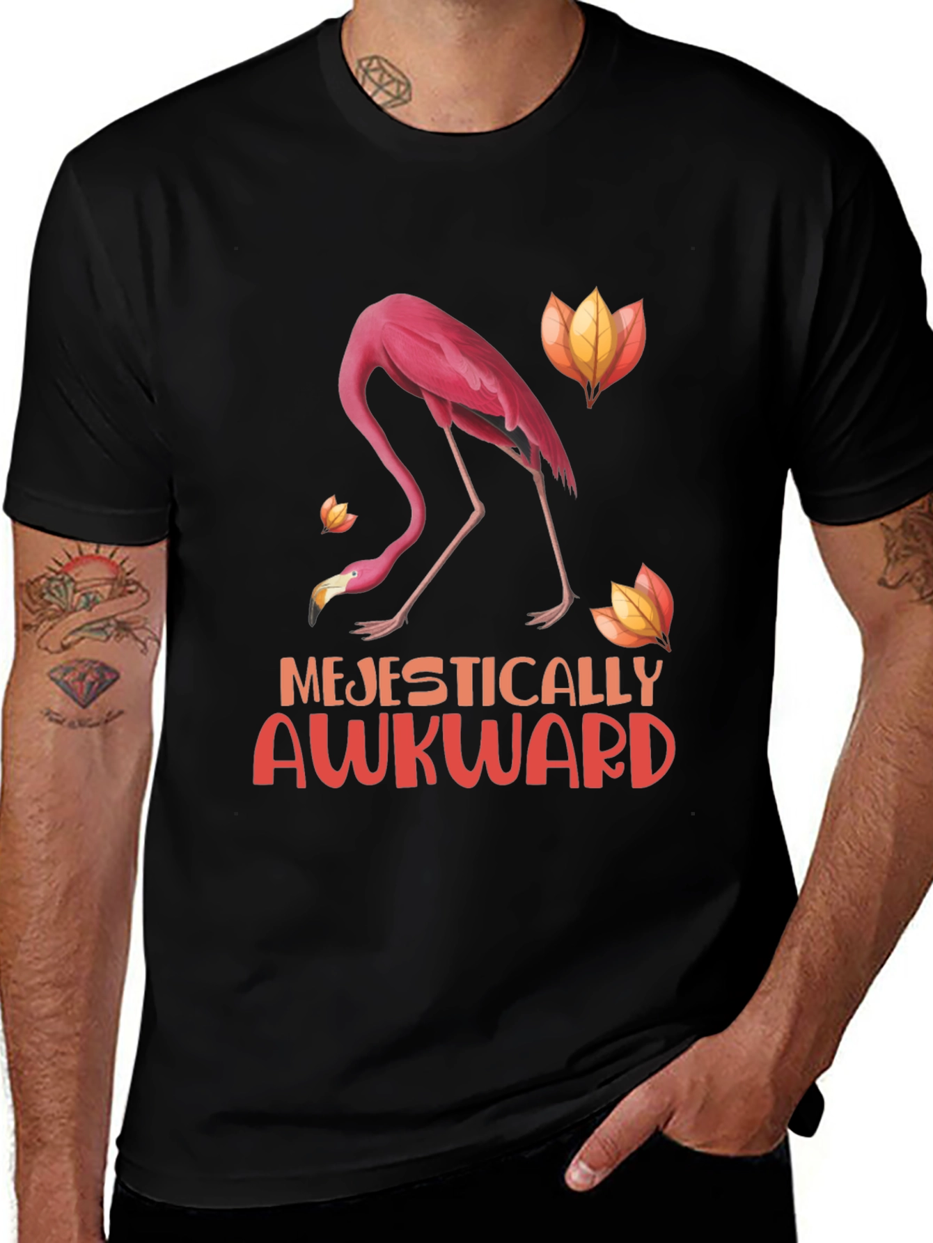 Majestically Awkward Flamingo Graphic Tee