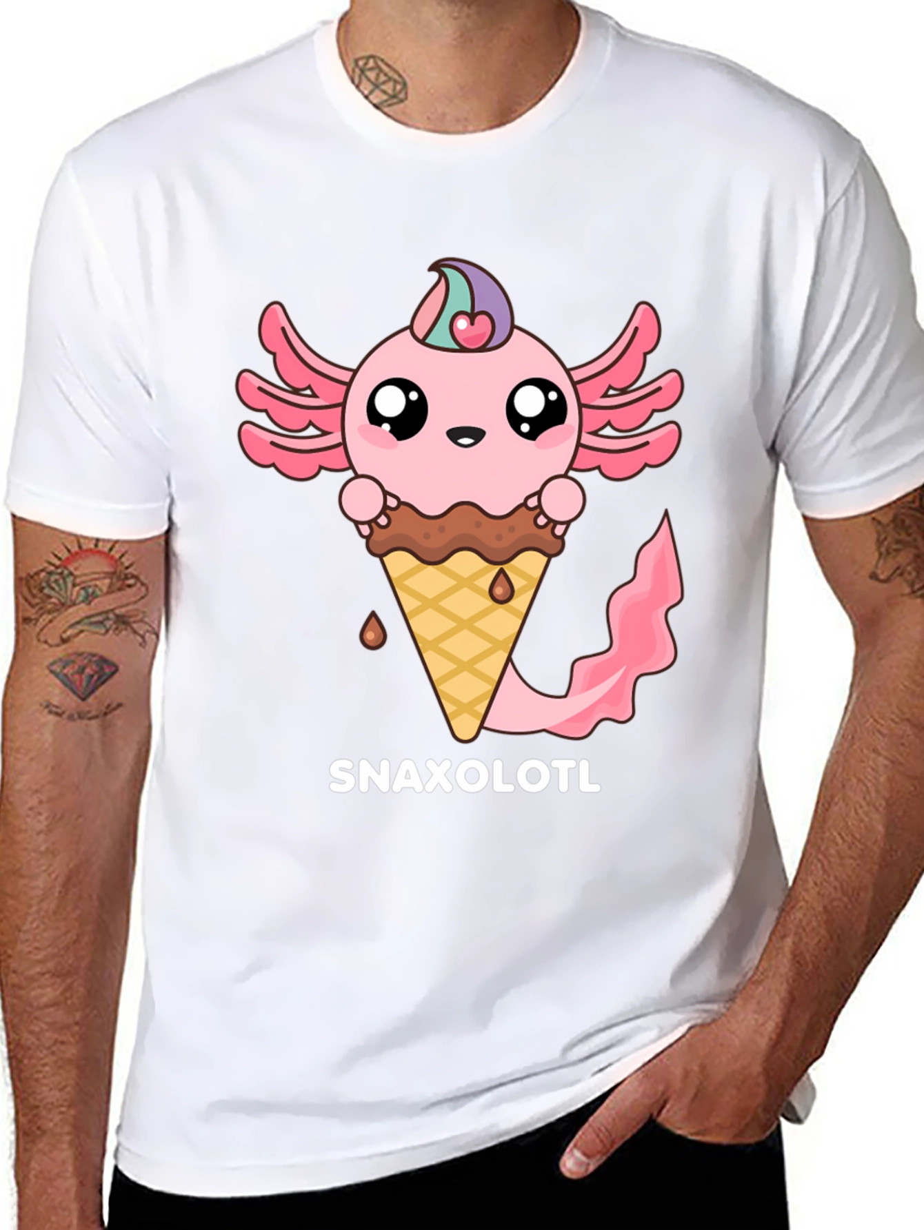 Snaxolotl T-Shirt - Axolotl Ice Cream Cone Tee