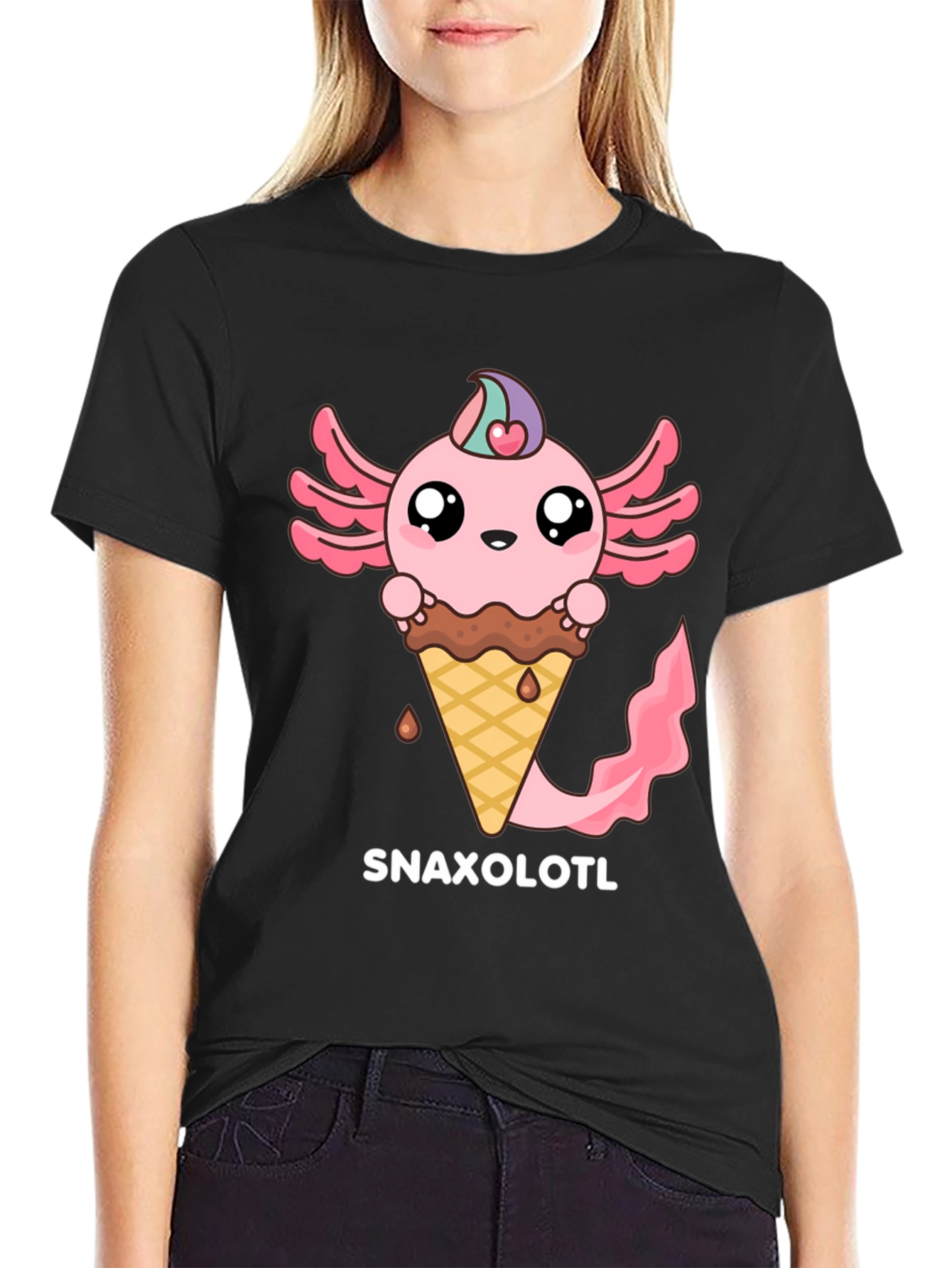 Snaxolotl T-Shirt - Axolotl Ice Cream Cone Tee