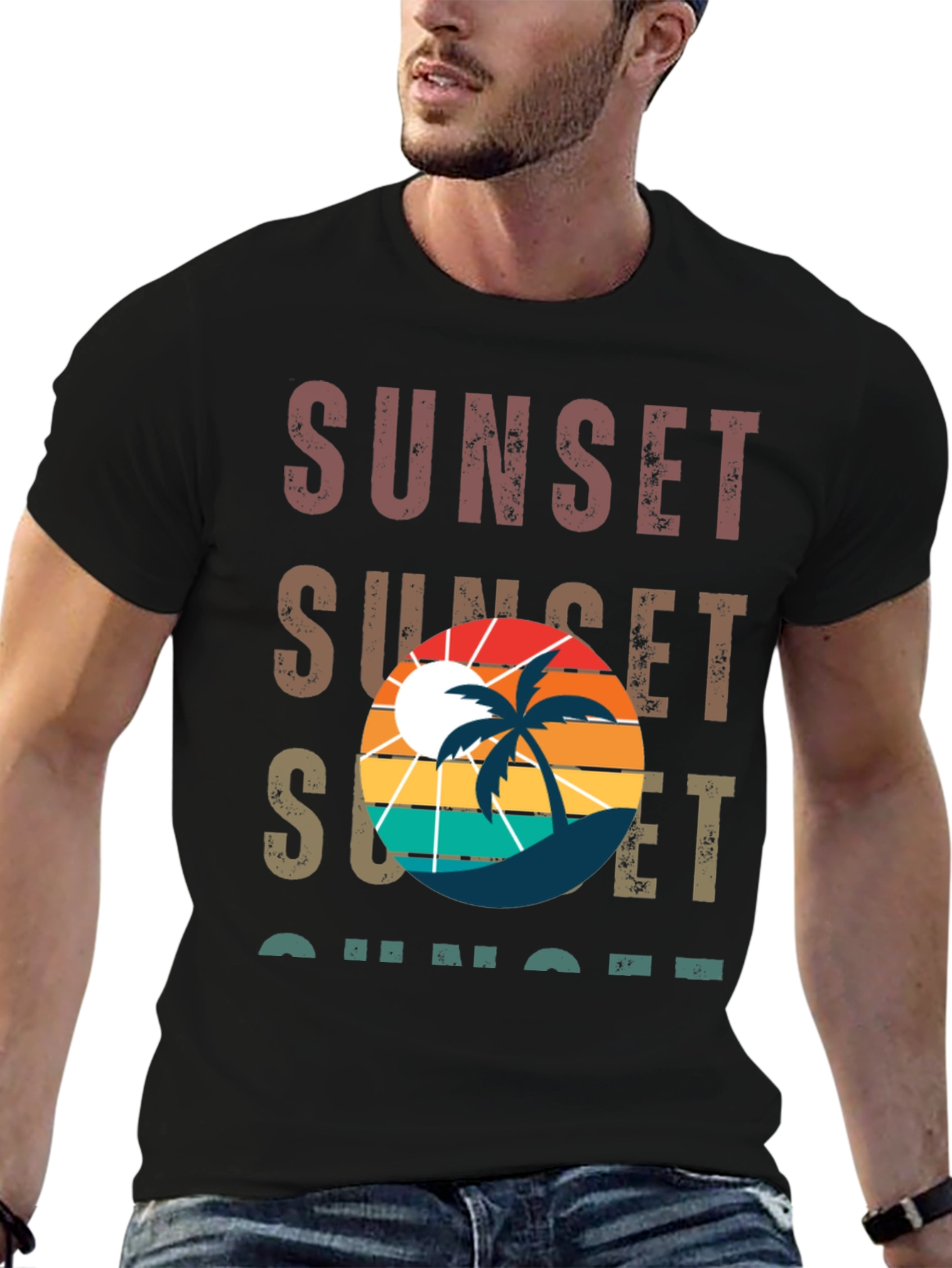 Sunset Palm Tree Graphic T-Shirt