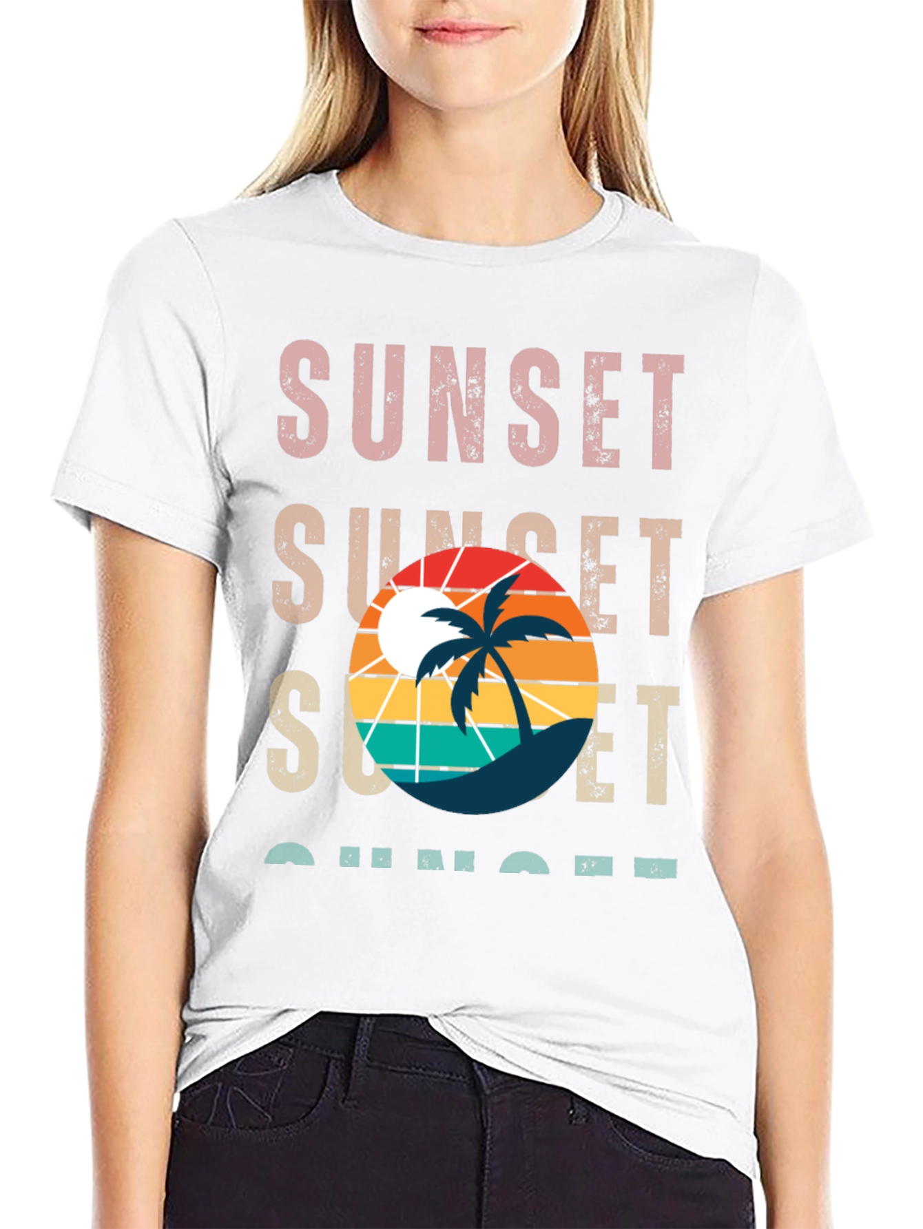 Sunset Palm Tree Graphic T-Shirt