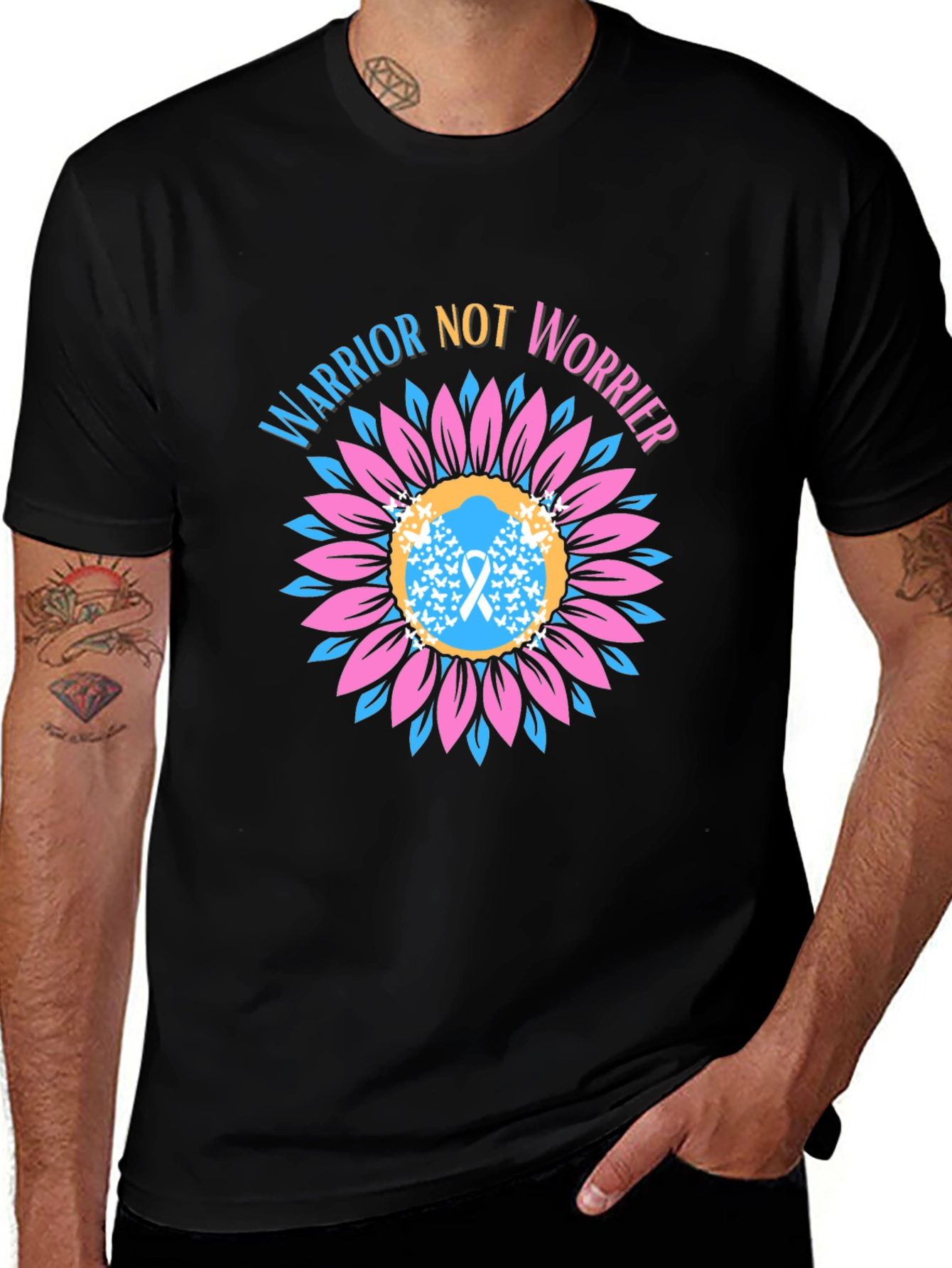 Warrior Not Worrier Sunflower Graphic T-Shirt