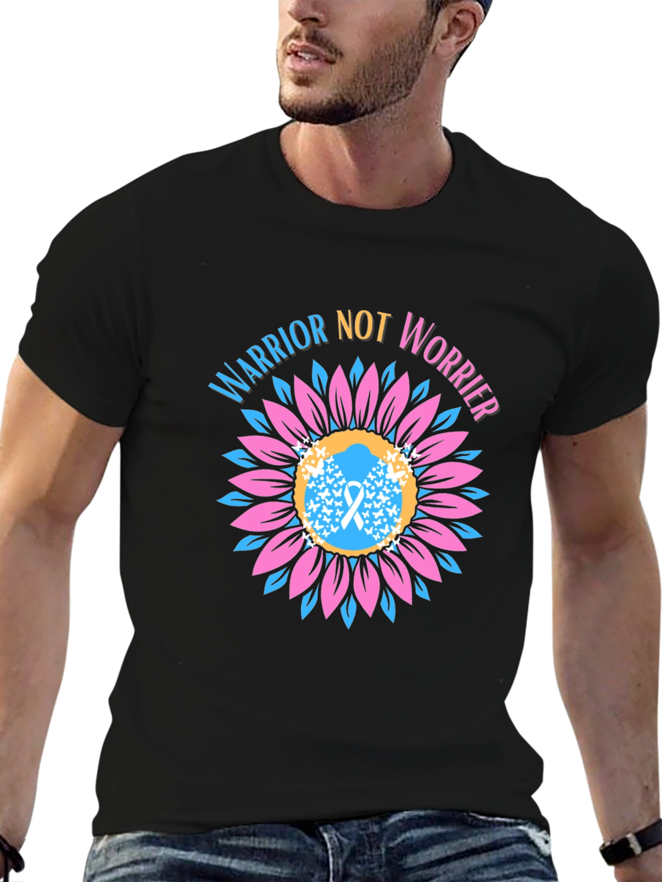 Warrior Not Worrier Sunflower Graphic T-Shirt