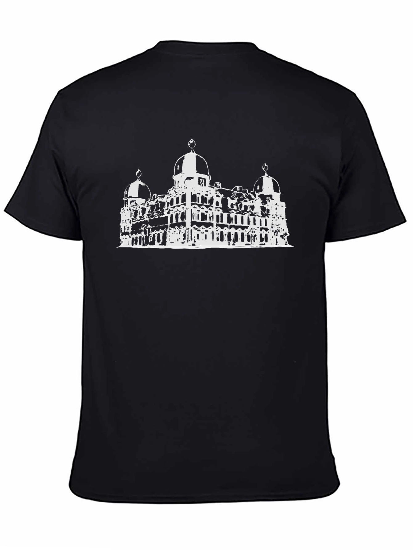 Black T-Shirt with White Palace Graphic