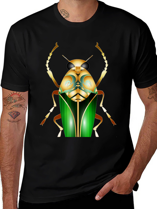 Mens Black T-Shirt with Bold Beetle Graphic