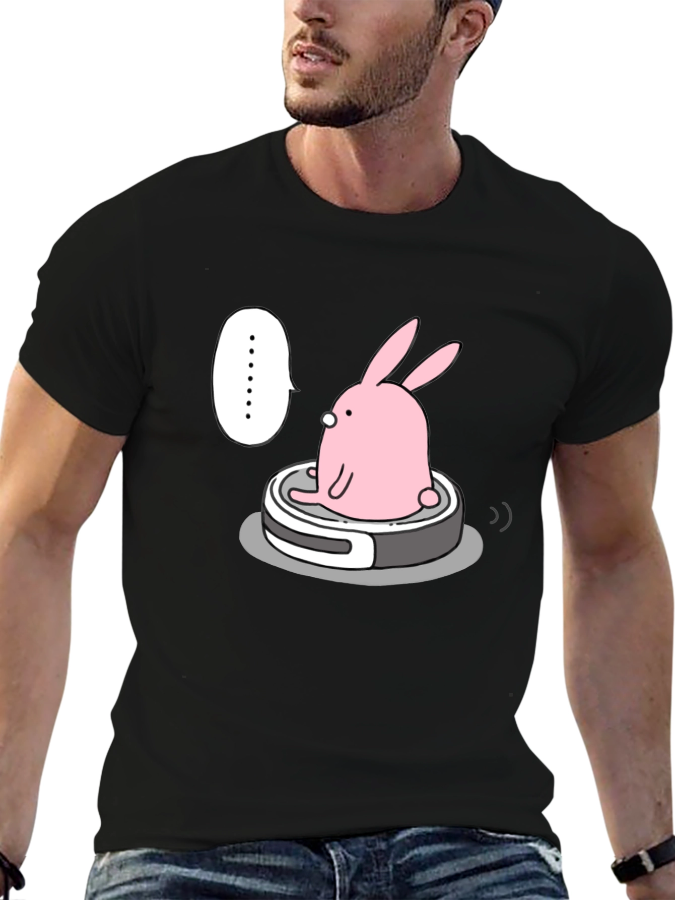 Bunny on Vacuum T-Shirt - Cute Robot Design