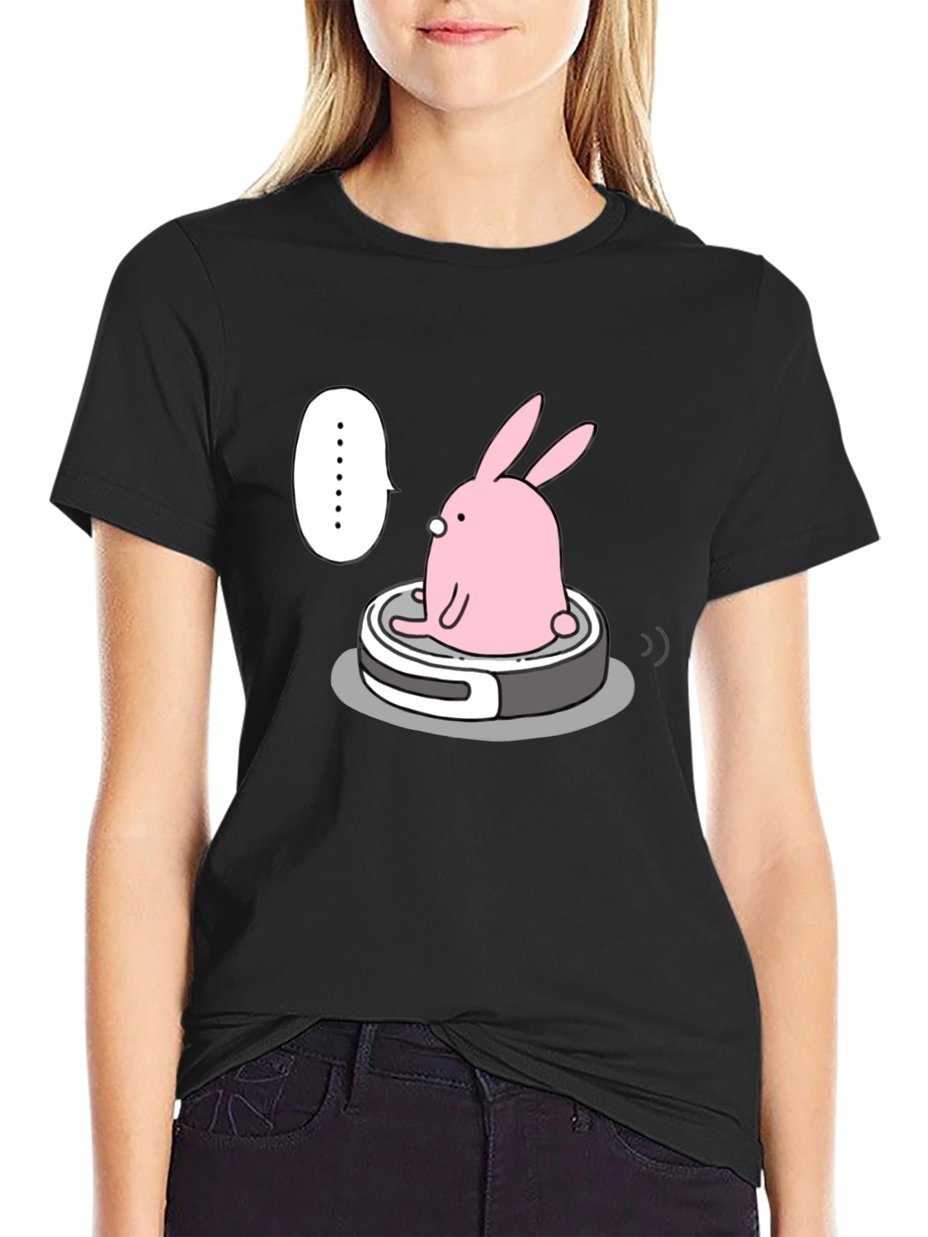 Bunny on Vacuum T-Shirt - Cute Robot Design