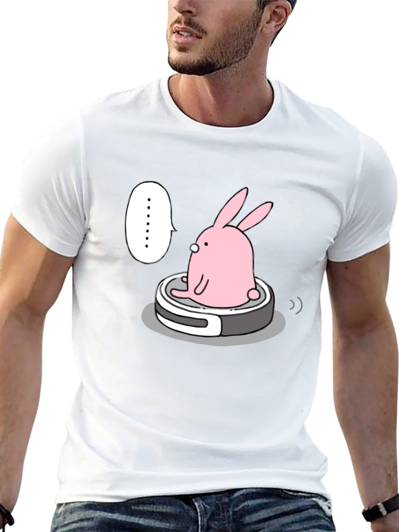 Bunny on Vacuum T-Shirt - Cute Robot Design